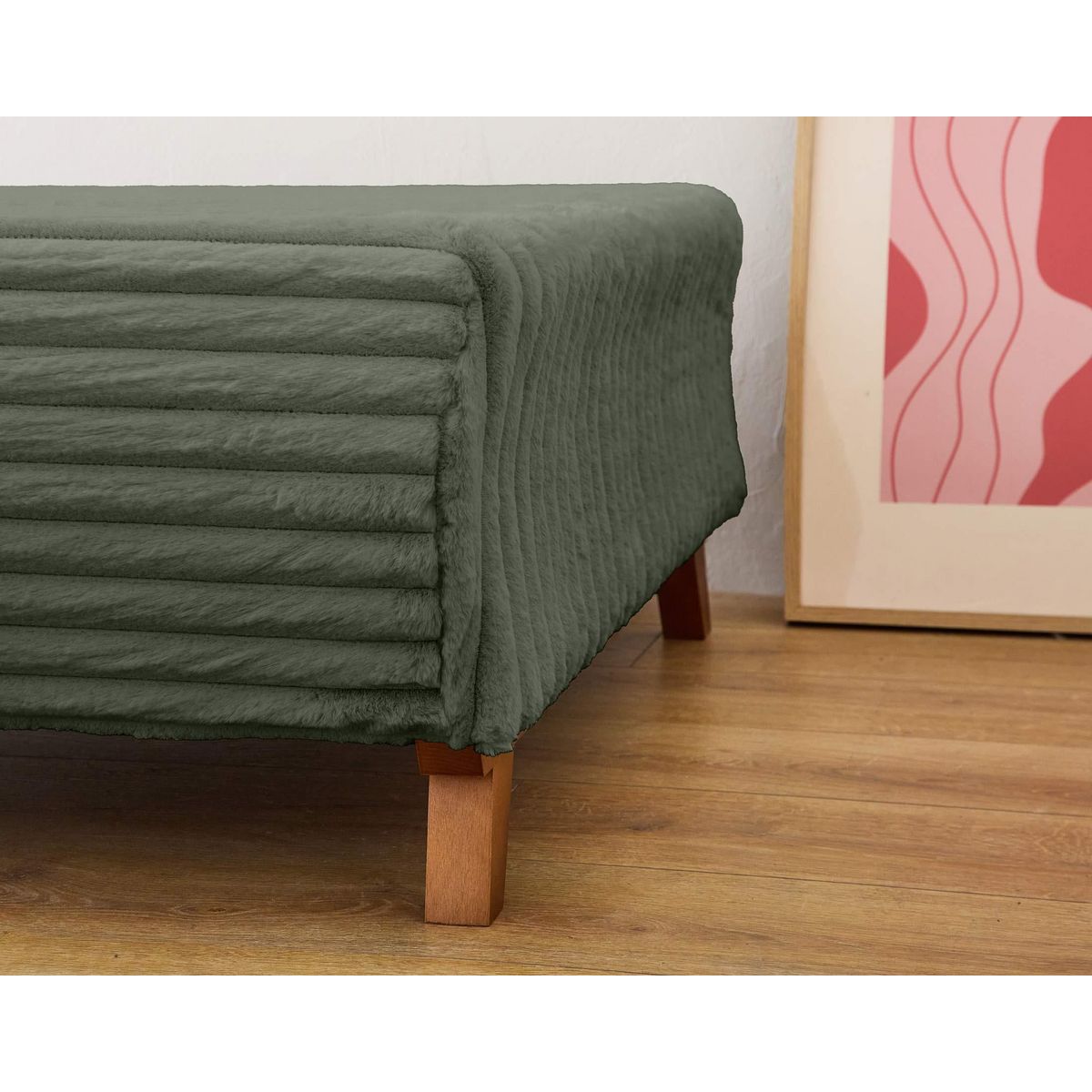 BEST MOBILIER Cristal - pouf modulable - 95 cm - en fausse fourrure côtelée