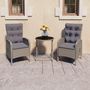 Voir la diapositive 1 : VIDAXL Ensemble de bistro de jardin 3 pcs Resine tressee et verre Gris