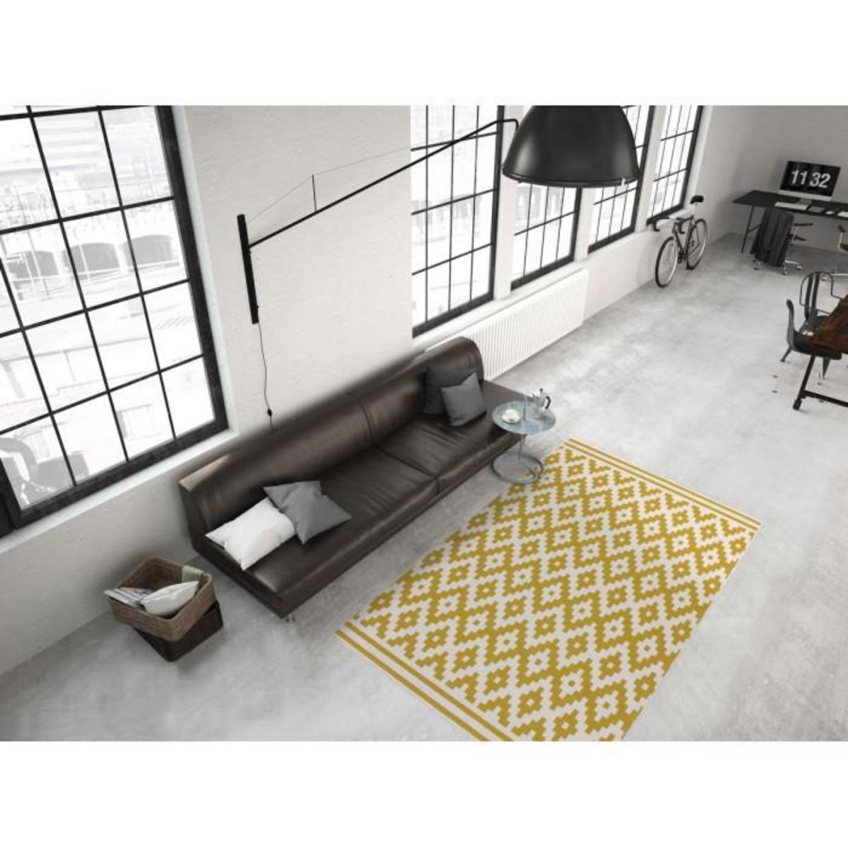 Paris Prix Tapis Géométrique à Poils Courts  Now III  Or