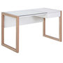 Voir la diapositive 1 : HOMCOM Bureau Informatique Table de Travail Ordinateur avec Grand Plateau en Verre Trempé et Tiroir Intégré Idéal pour Bureau Chambre 120 x 60 x 75 cm Blanc et Bois