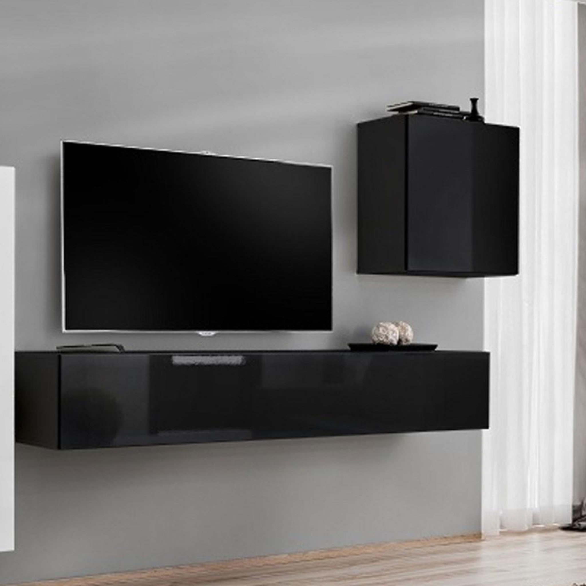 Voir la diapositive 3 : Paris Prix Meuble tv mural design  switch iii  330cm blanc & noir