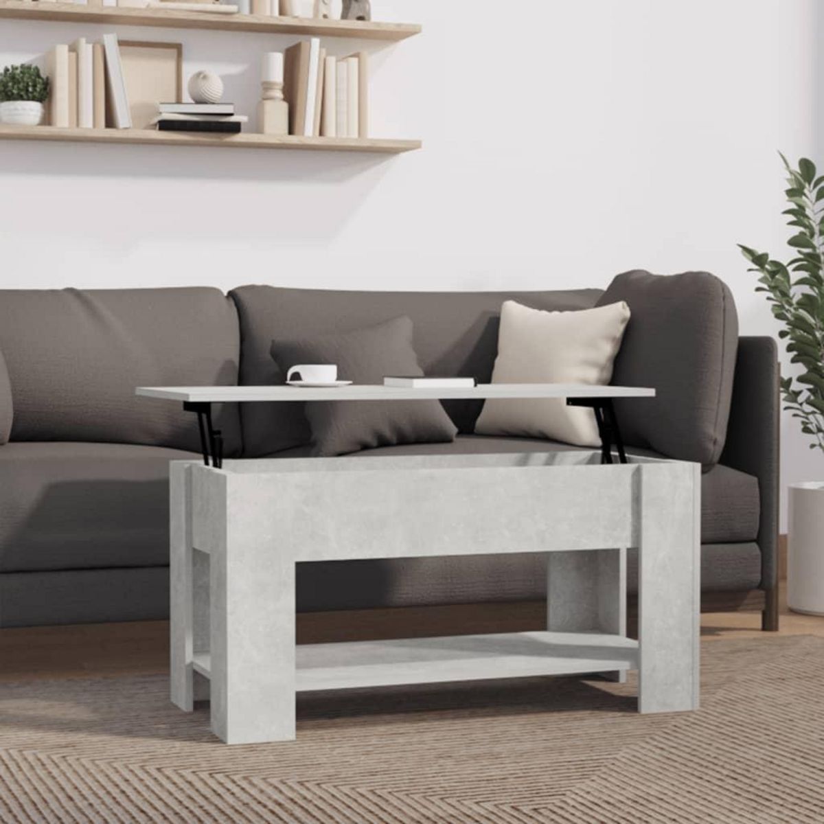 VIDAXL Table basse gris beton 101x49x52 cm bois d'ingenierie