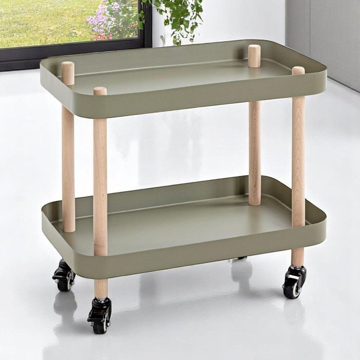 Paris Prix Desserte de Cuisine 2 Niveaux  Yumi  47cm Vert