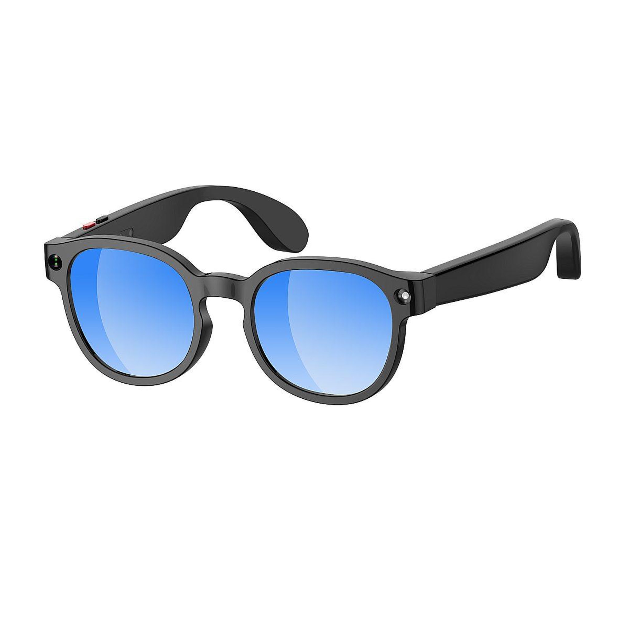 SYNERFIT Lunettes caméra NASA Futura - 8 Mpx 1080p, Bluetooth 5.4, IA vocale - Noir / Bleu