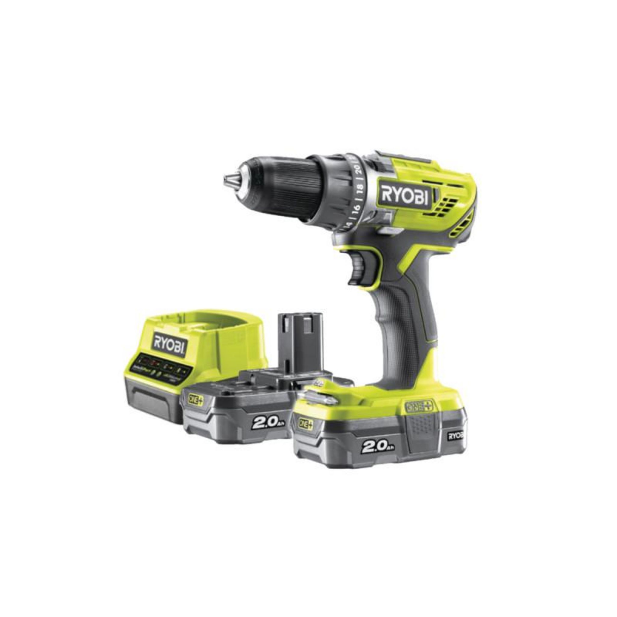 Ryobi Perceuse-visseuse RYOBI - R18DD3-220S - 18V One+ - 2 batteries 2.0Ah - chargeur rapide