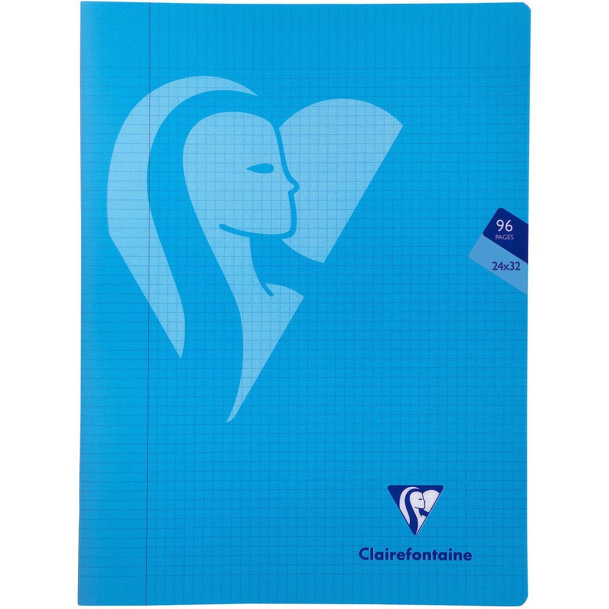 CLAIREFONTAINE Cahier polypro piqué 24x32 cm 96 pages petits carreaux 5x5 bleu