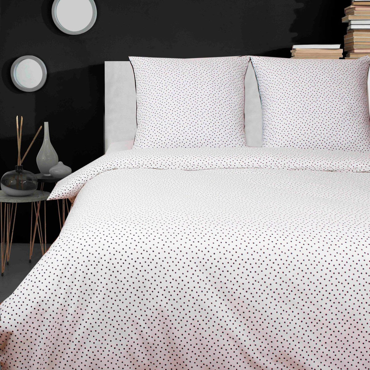 Home collection Parure Housse de couette 3 pcs 240x220 cm 100% coton 57 fils imprimé. Points
