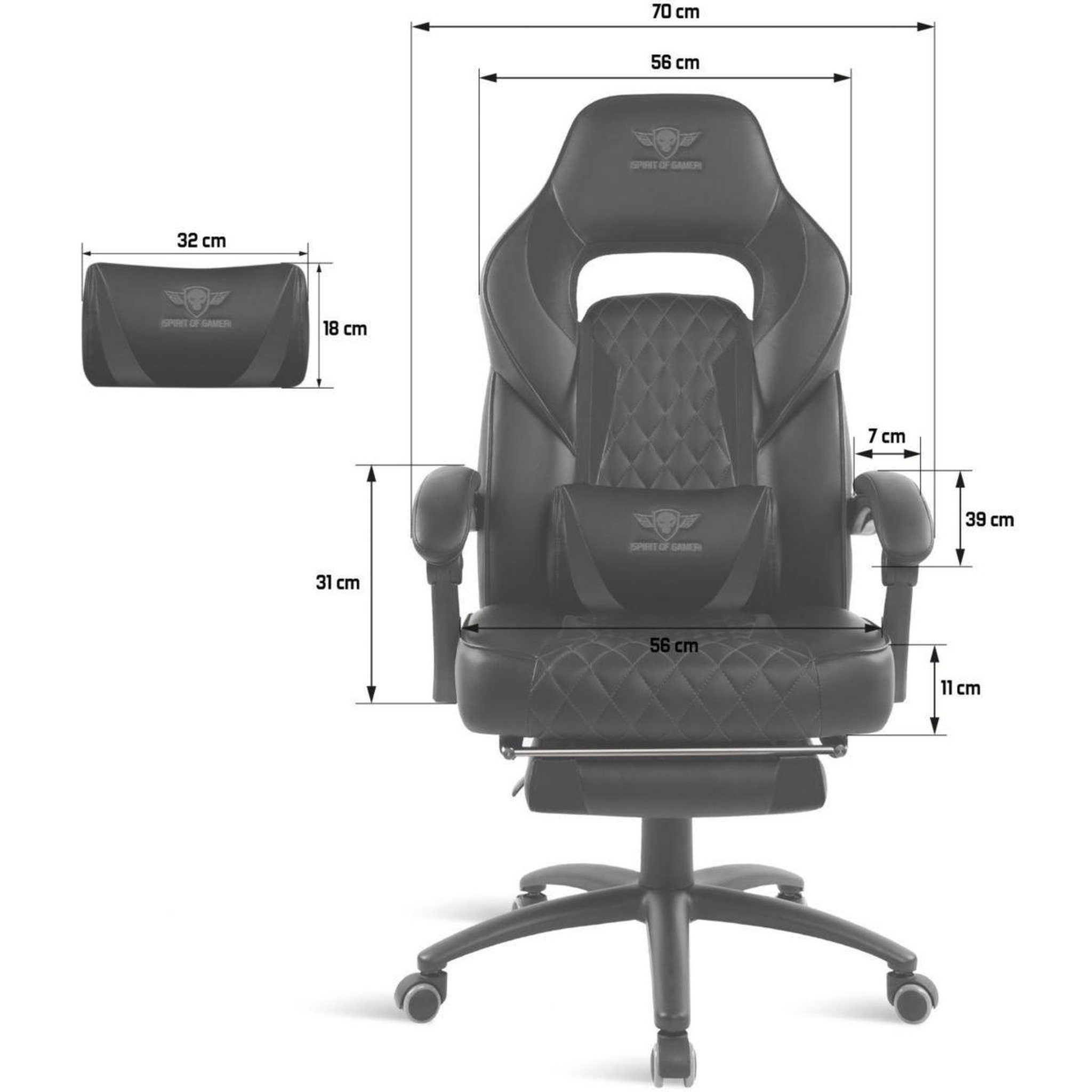 Voir la diapositive 4 : SPIRIT Of GAMER Chaise gaming MUSTANG SERIES - BLACK