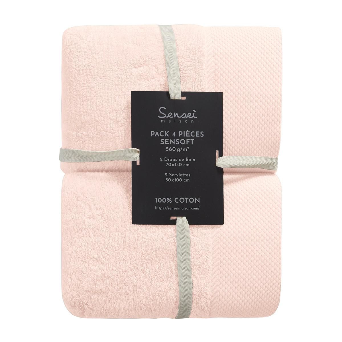 Sensei Maison Ensemble de bain 4 pièces Zéro Twist SENSOFT (2 draps de bain + 2 serviettes)