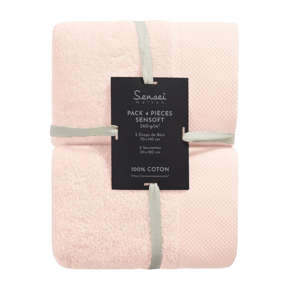 Sensei Maison Ensemble de bain 4 pièces Zéro Twist SENSOFT (2 draps de bain + 2 serviettes)