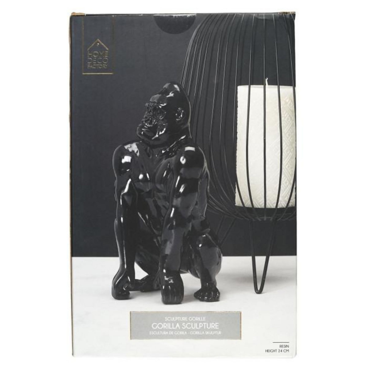 Paris Prix Statuette Déco Gorille  Sculpture  24cm Noir