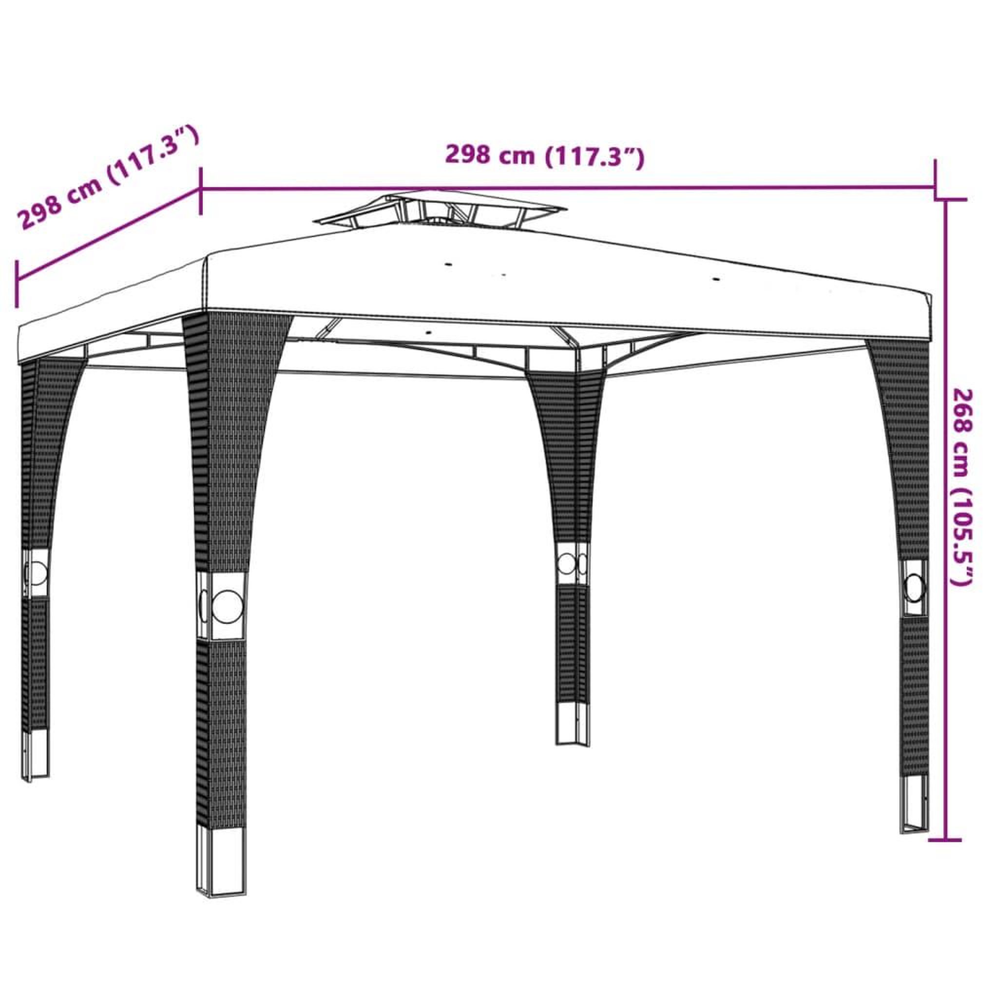 Voir la diapositive 6 : VIDAXL Tonnelle a double toit creme 2,98x2,98 m acier
