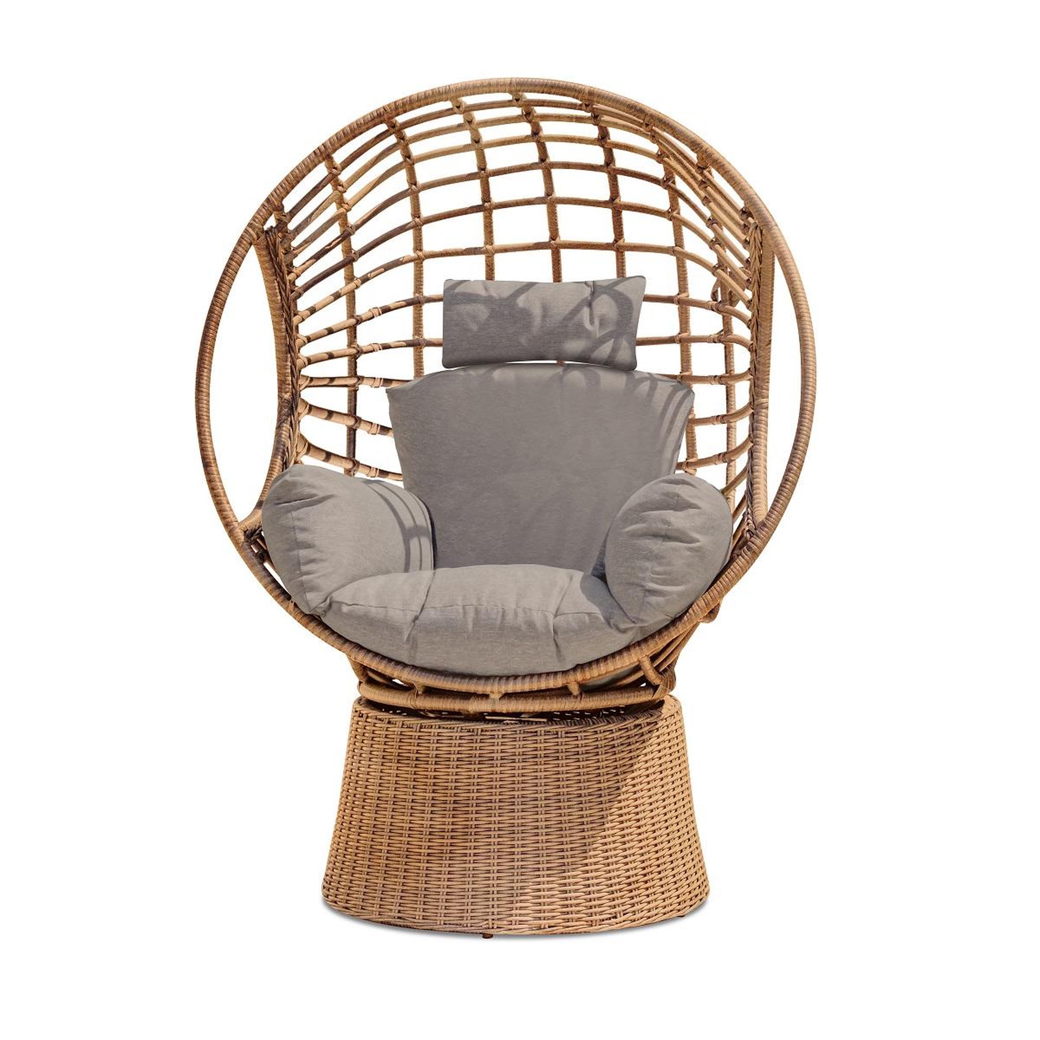 Voir la diapositive 2 : PARIS GARDEN Balancelle de jardin en résine tressée avec coussin taupe BORABORA