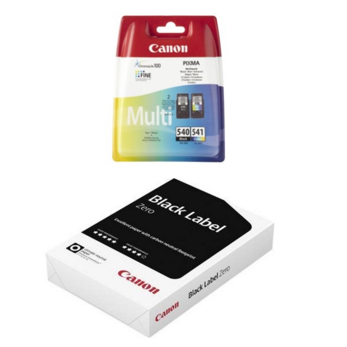 CANON Pack Cartouches d'encre PG-540/CL-541 Noir et Couleur + Ramette papier BK 500F A4 80G
