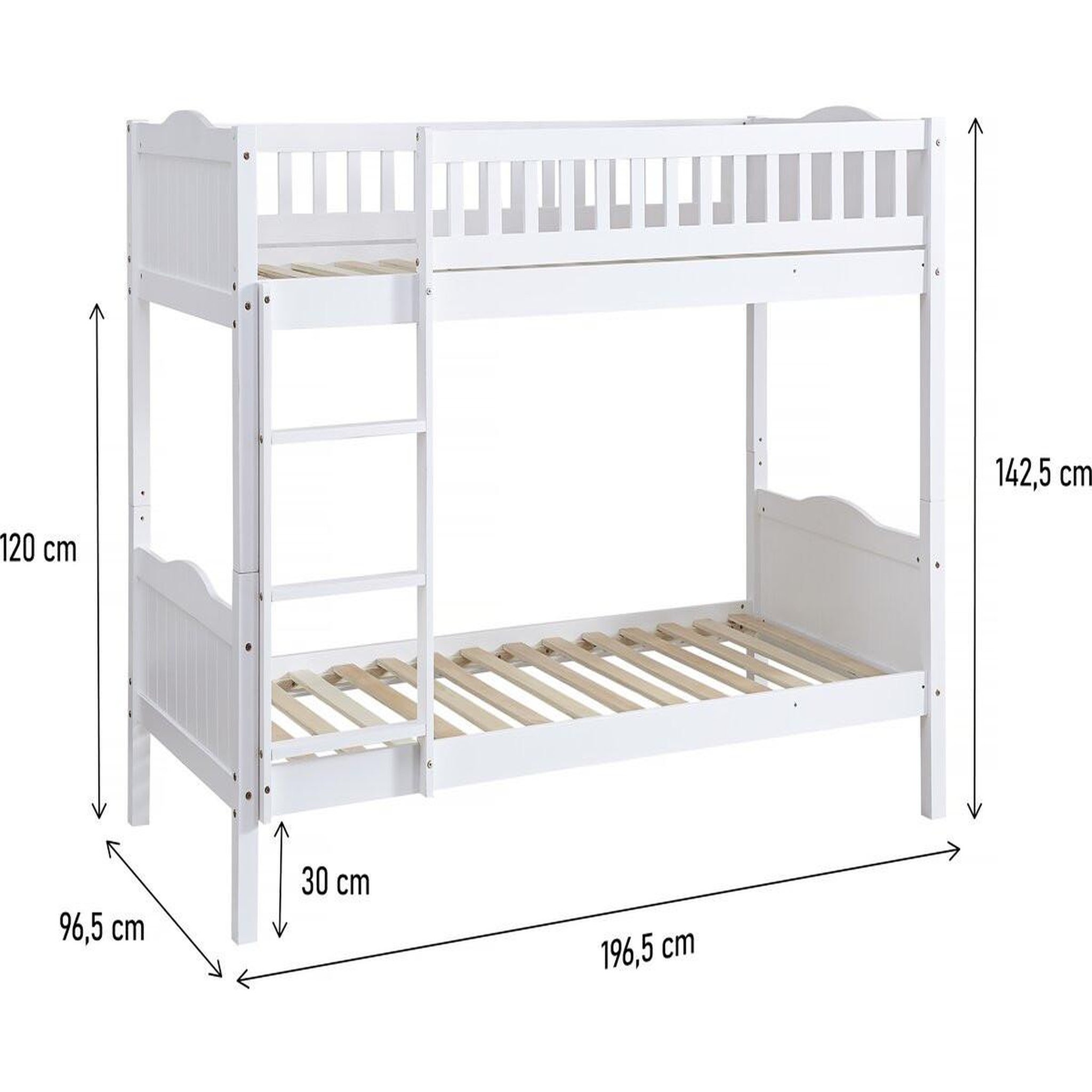 Voir la diapositive 3 : Habitat et Jardin Lit superposé enfant  gabriel  - bois - blanc - 90 x 190 cm