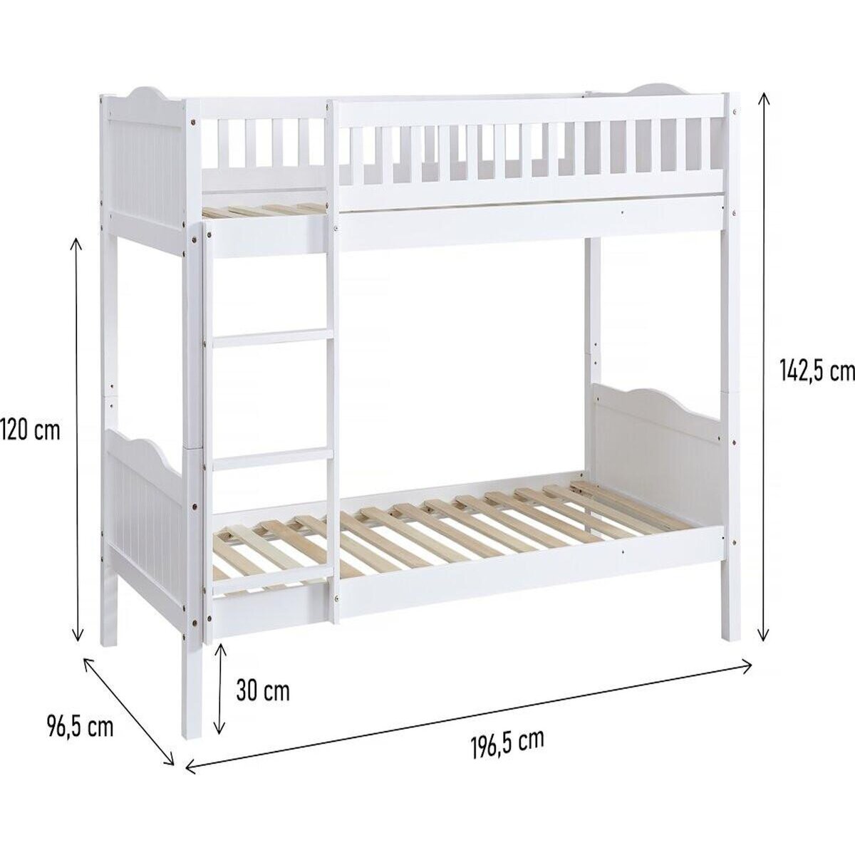 Habitat et Jardin Lit superposé enfant  Gabriel  - Bois - Blanc - 90 x 190 cm