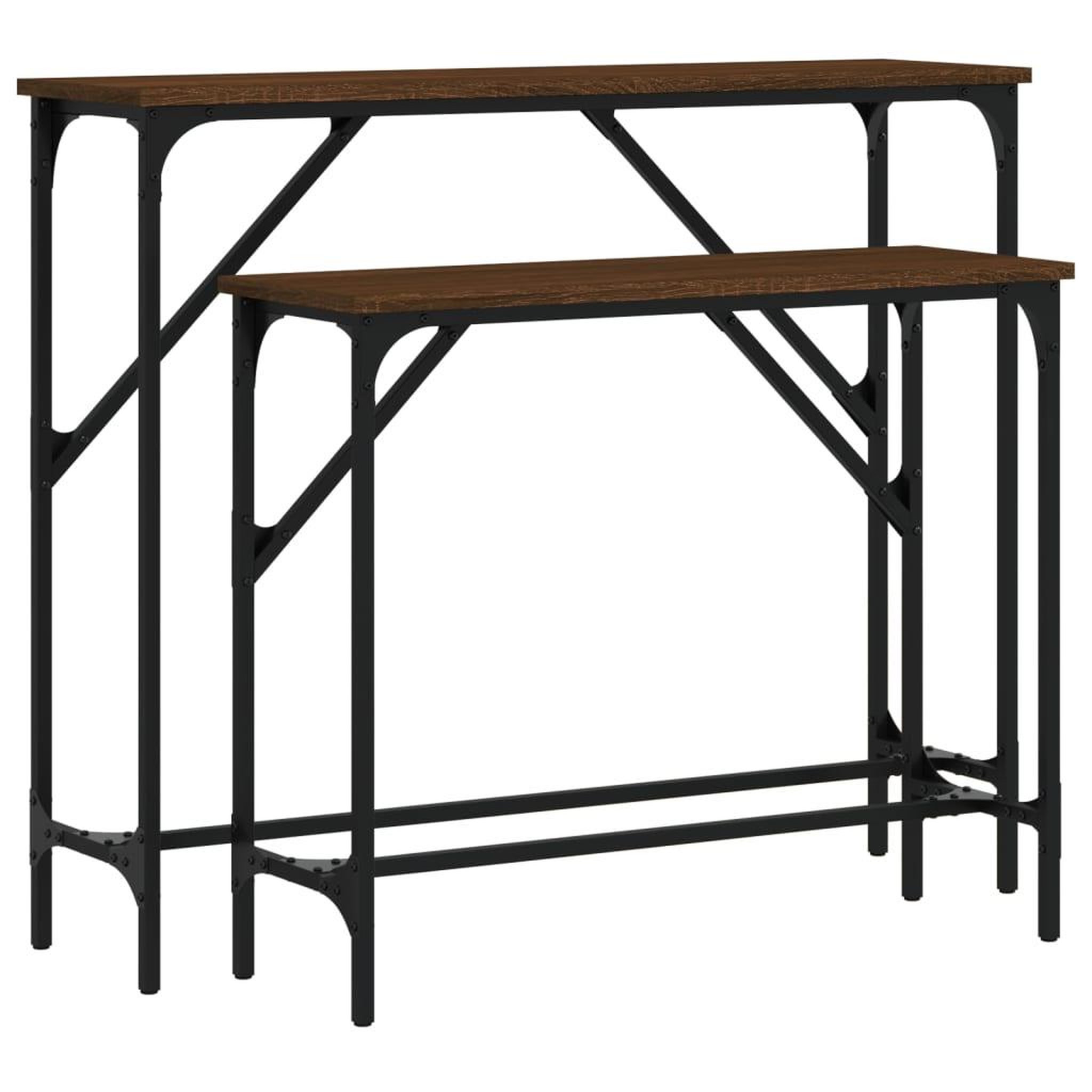 Voir la diapositive 2 : VIDAXL Tables console 2 pcs chene marron bois d'ingenierie
