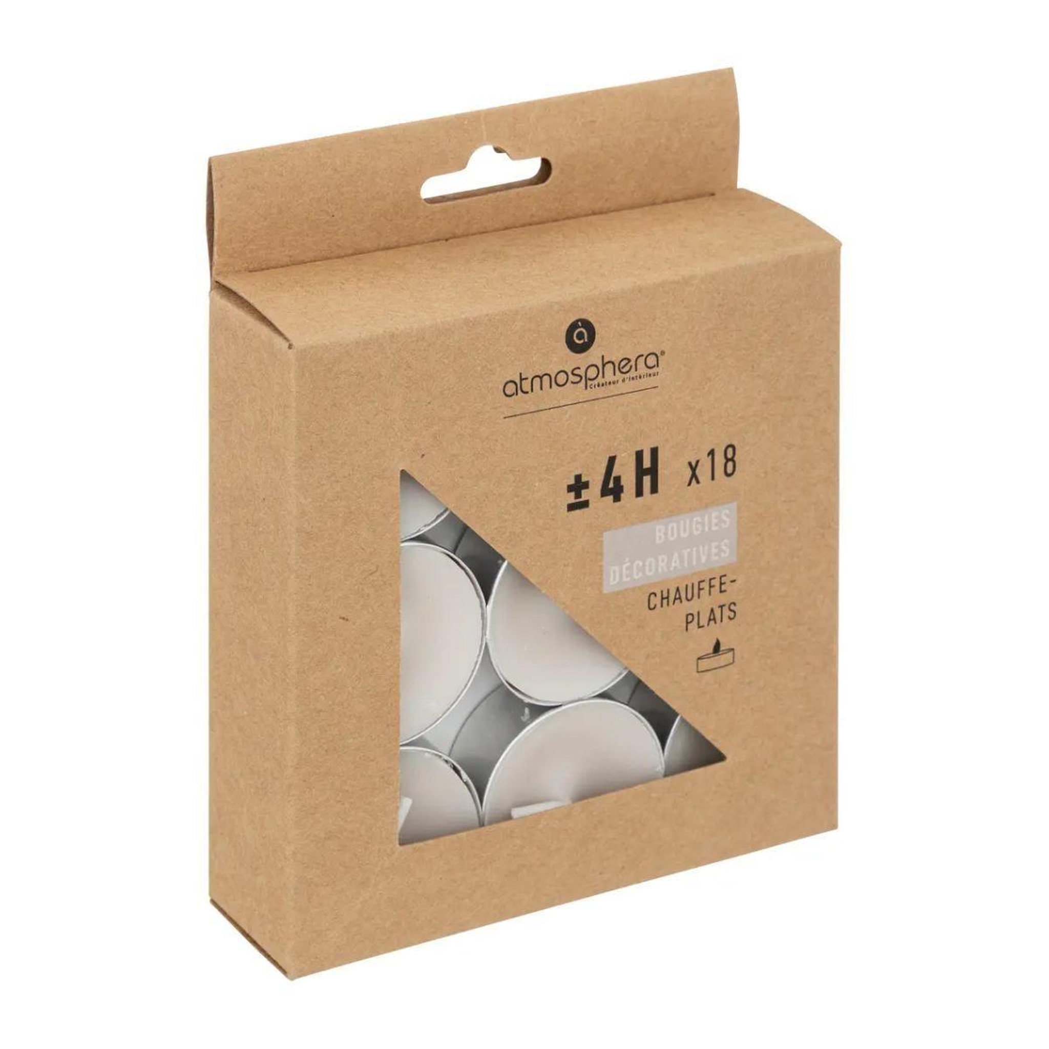 Voir la diapositive 3 : ATMOSPHERA Lot de 18 bougies chauffe-plat  hugo  3,7cm taupe