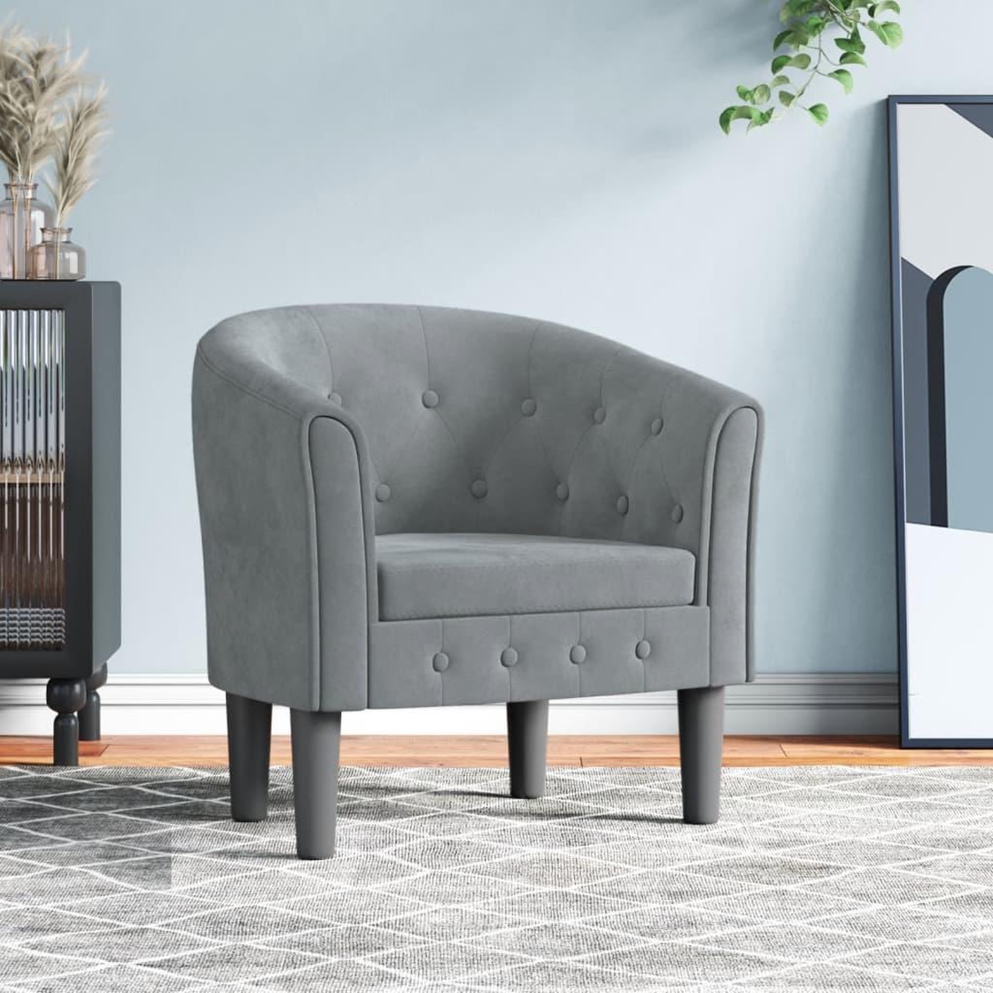VIDAXL Chaise cabriolet gris fonce velours