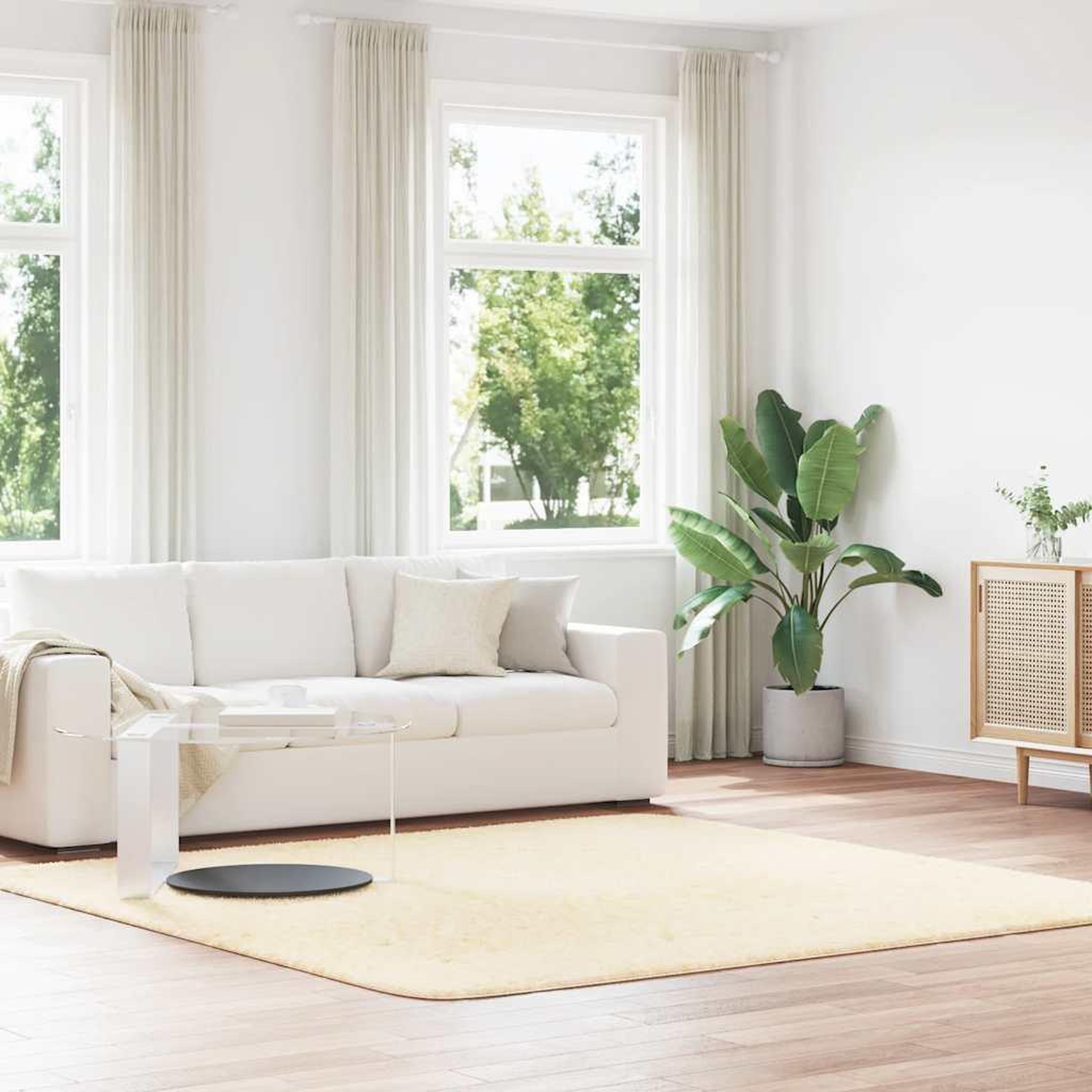 VIDAXL Tapis shaggy a poils longs NAVARRA creme 240x240 cm polyester