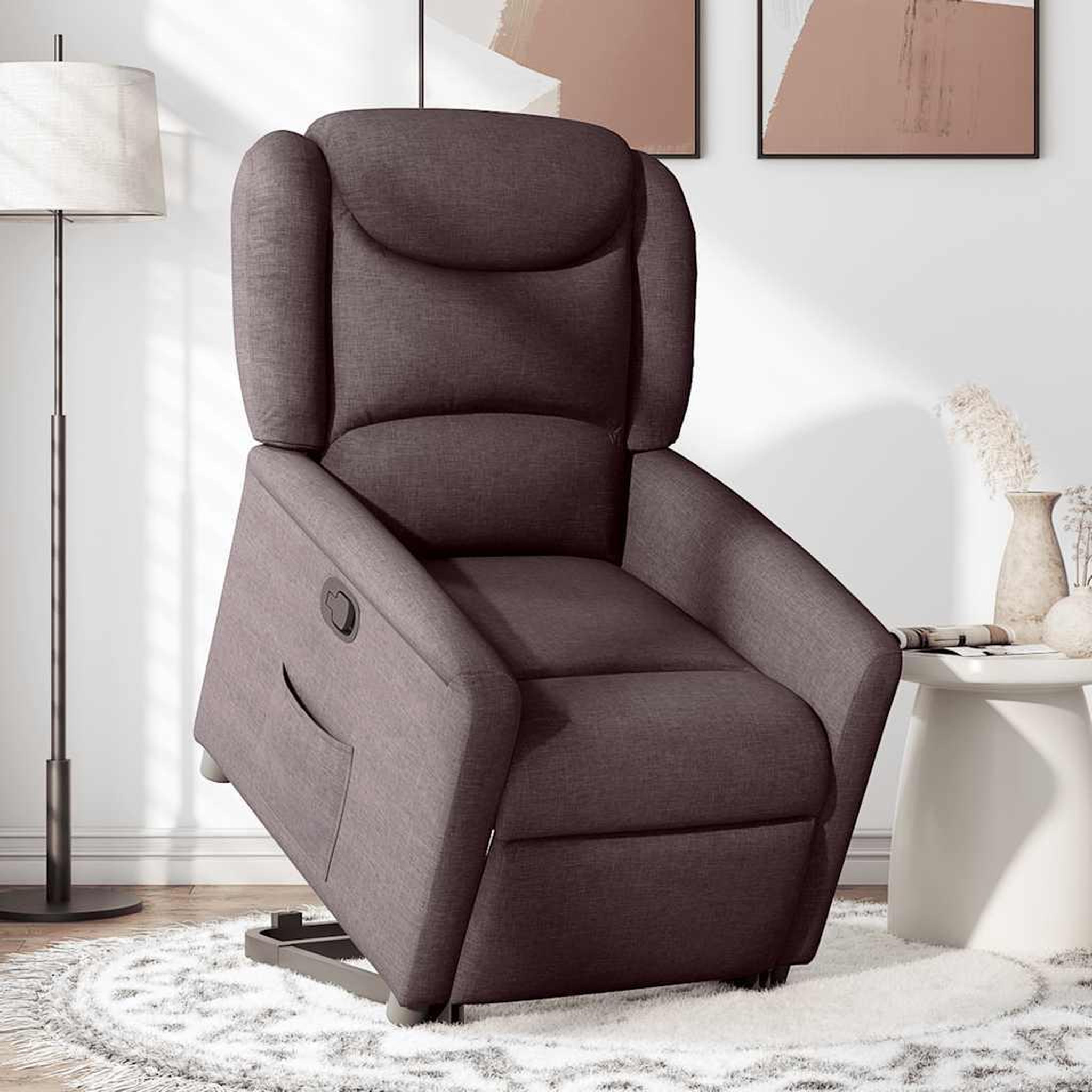 Voir la diapositive 2 : VIDAXL Fauteuil inclinable marron fonce tissu