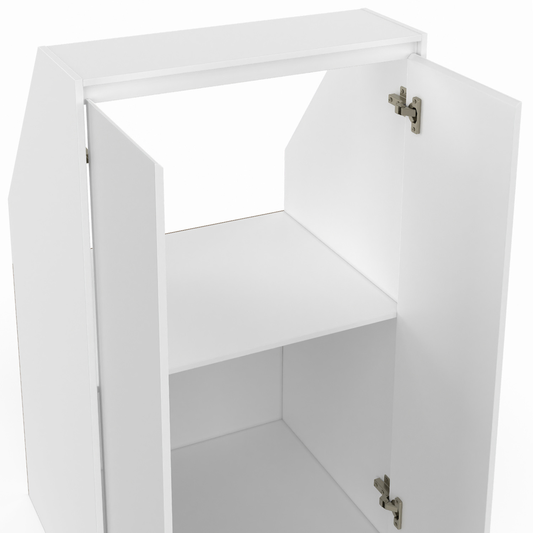 Voir la diapositive 6 : ID MARKET Armoire sous pente 2 portes tomi 60 x 50 x 110/70 cm blanc