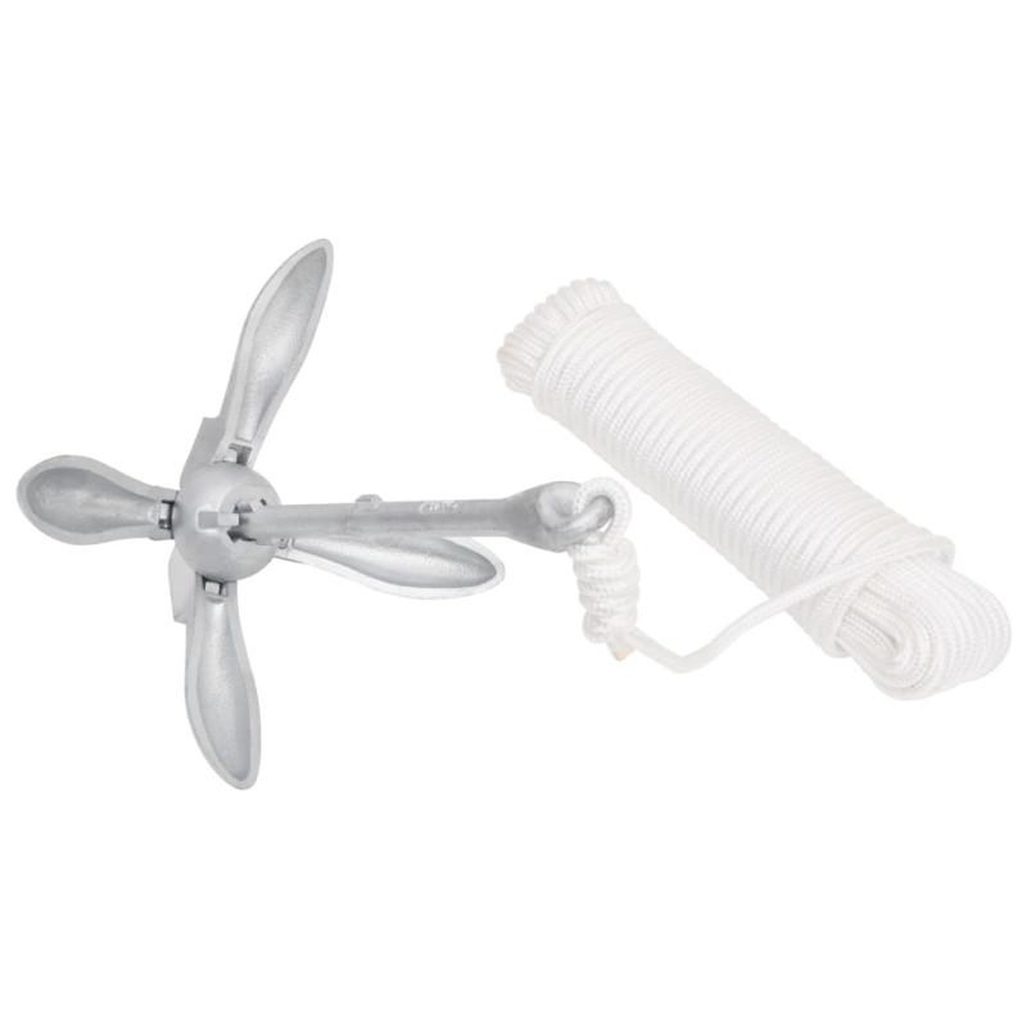 Voir la diapositive 3 : VIDAXL Ancre pliable avec corde argenté 1,5 kg fer malléable