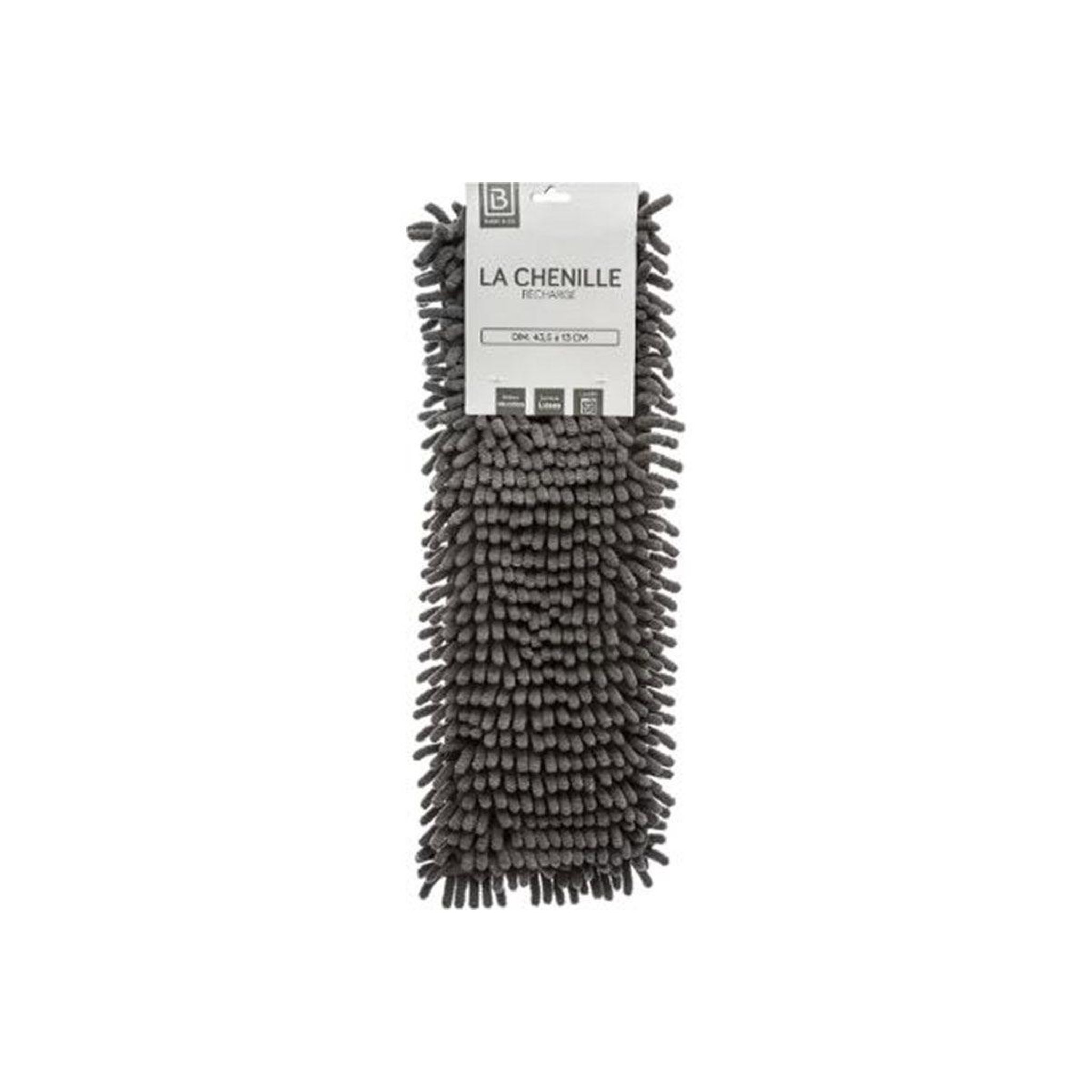 Voir la diapositive 4 : B BASIC & CO Serpillière pour Balai Chenille  Ménager  46cm Gris