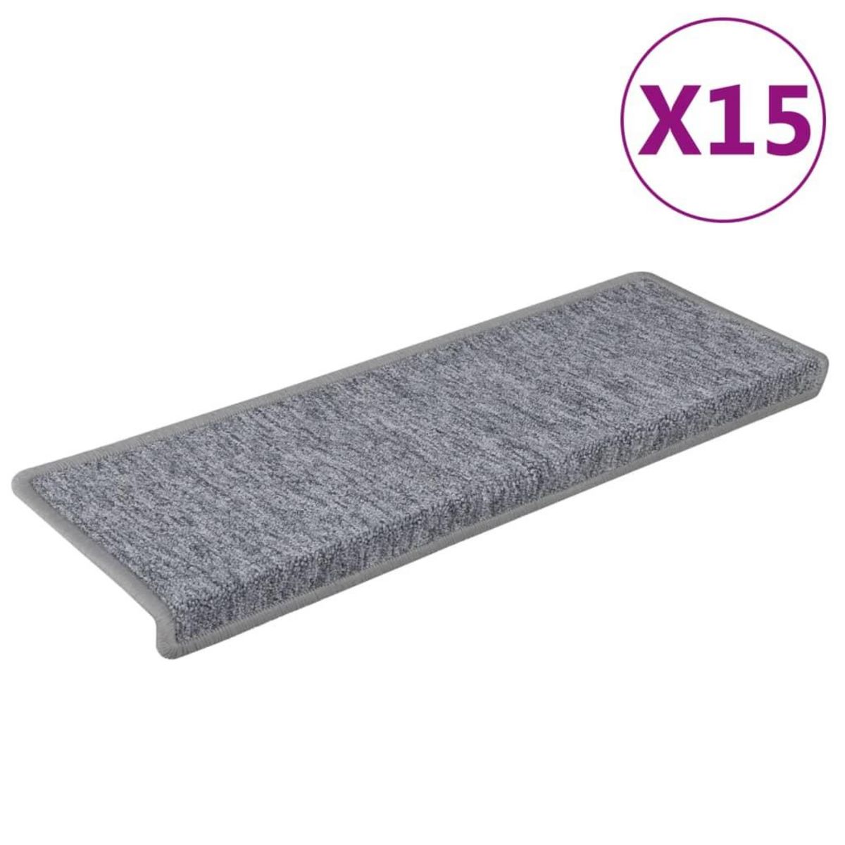 VIDAXL Tapis d'escalier 15 pcs 65x21x4 cm Blanc et gris