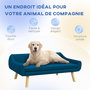 Voir la diapositive 5 : PAWHUT Canapé chien lit pour chien design scandinave - coussin moelleux déhoussable, pieds bois - velours bleu canard