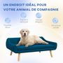 Voir la diapositive 5 : PAWHUT Canapé chien lit pour chien design scandinave - coussin moelleux déhoussable, pieds bois - velours bleu canard
