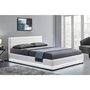 Voir la diapositive 2 : CONCEPT USINE Structure de lit LED avec rangements 160 x 200 cm blanc NEWYORK