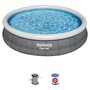Voir la diapositive 7 : BESTWAY Piscine autoportée ronde motif rotin gris 366x76cm Fast Set