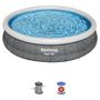 Voir la diapositive 7 : BESTWAY Piscine autoportée ronde motif rotin gris 366x76cm Fast Set