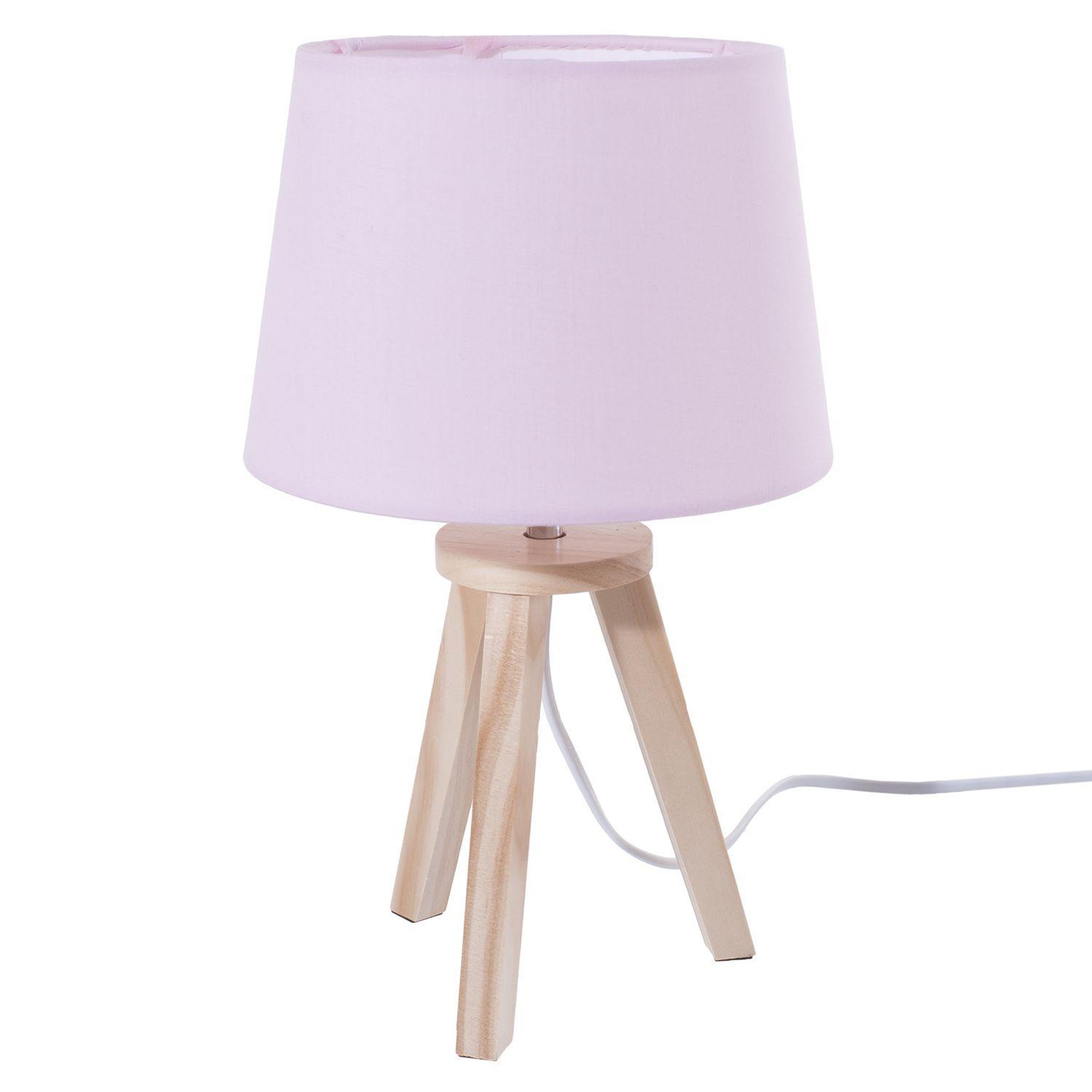 ATMOSPHERA Lampe de chevet en bois sur 3 pieds - h. 30,5 cm  - rose