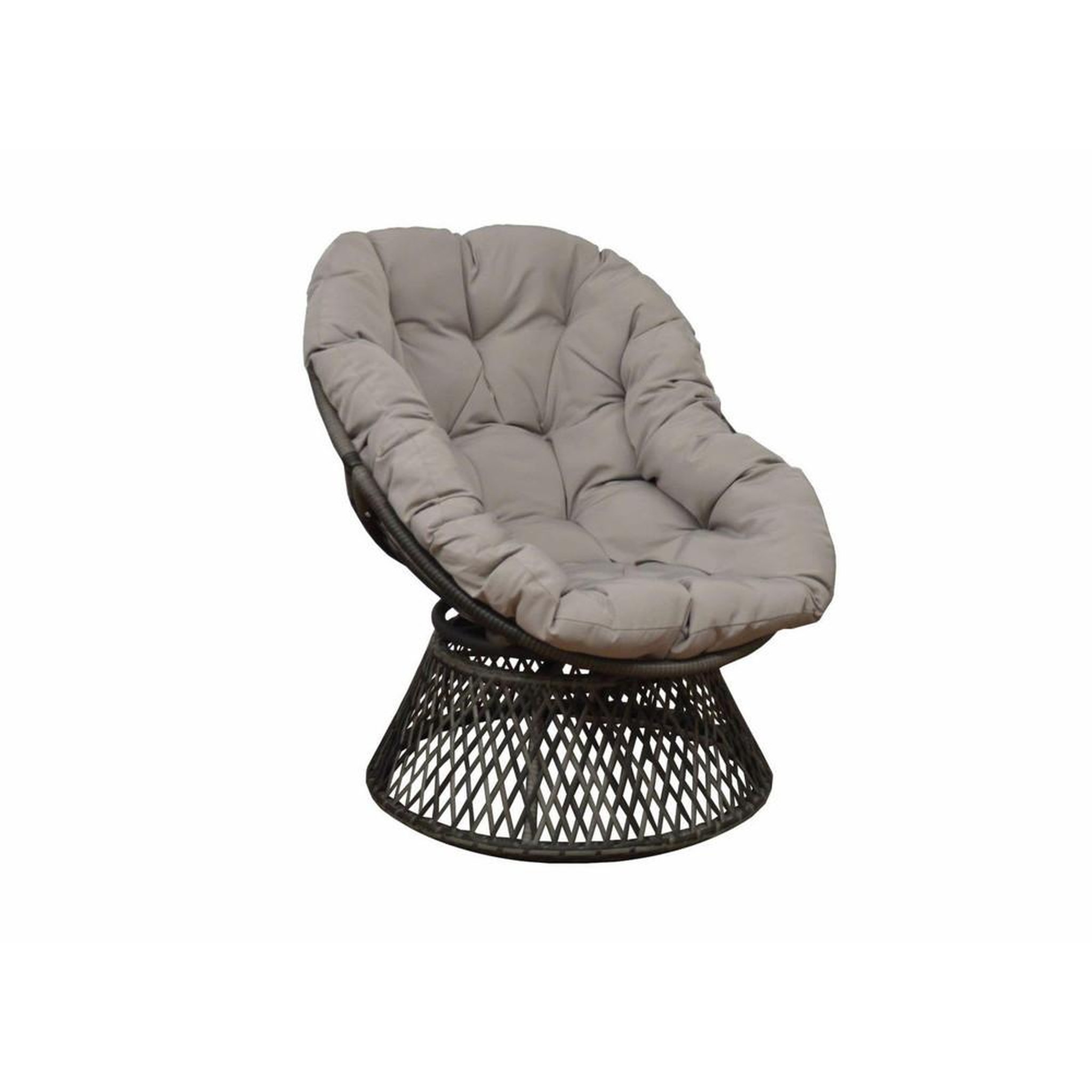 Proloisirs Fauteuil Idylle pivotant 360° rotatif en acier avec Coussin polyester - grey/gris
