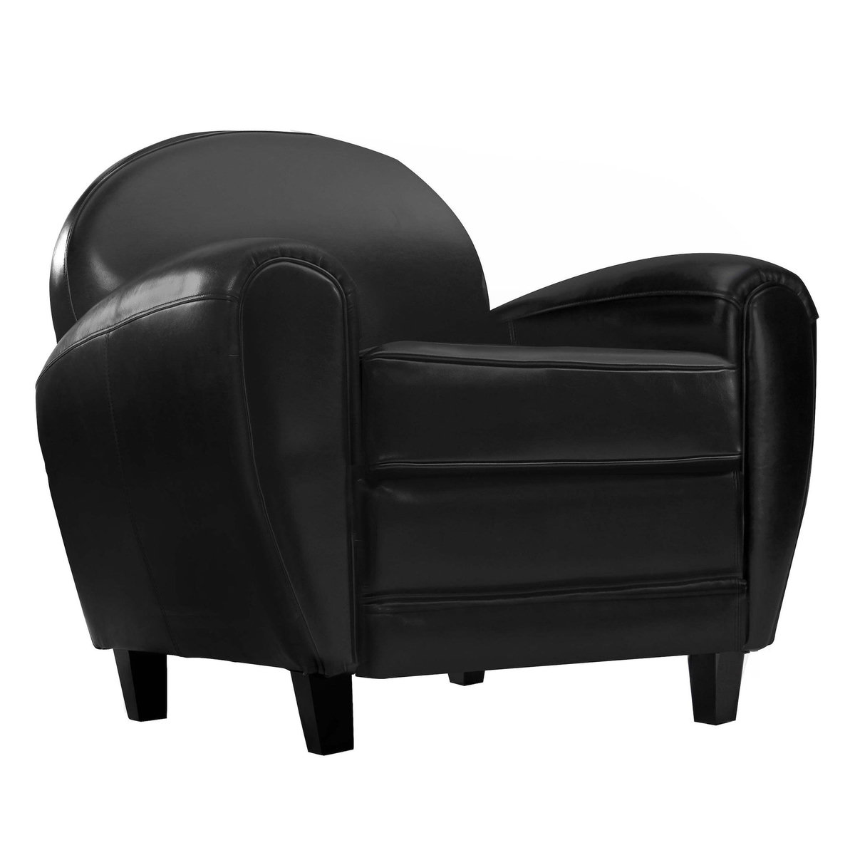 Rendez vous déco Fauteuil noir en croute de cuir enduite-Club