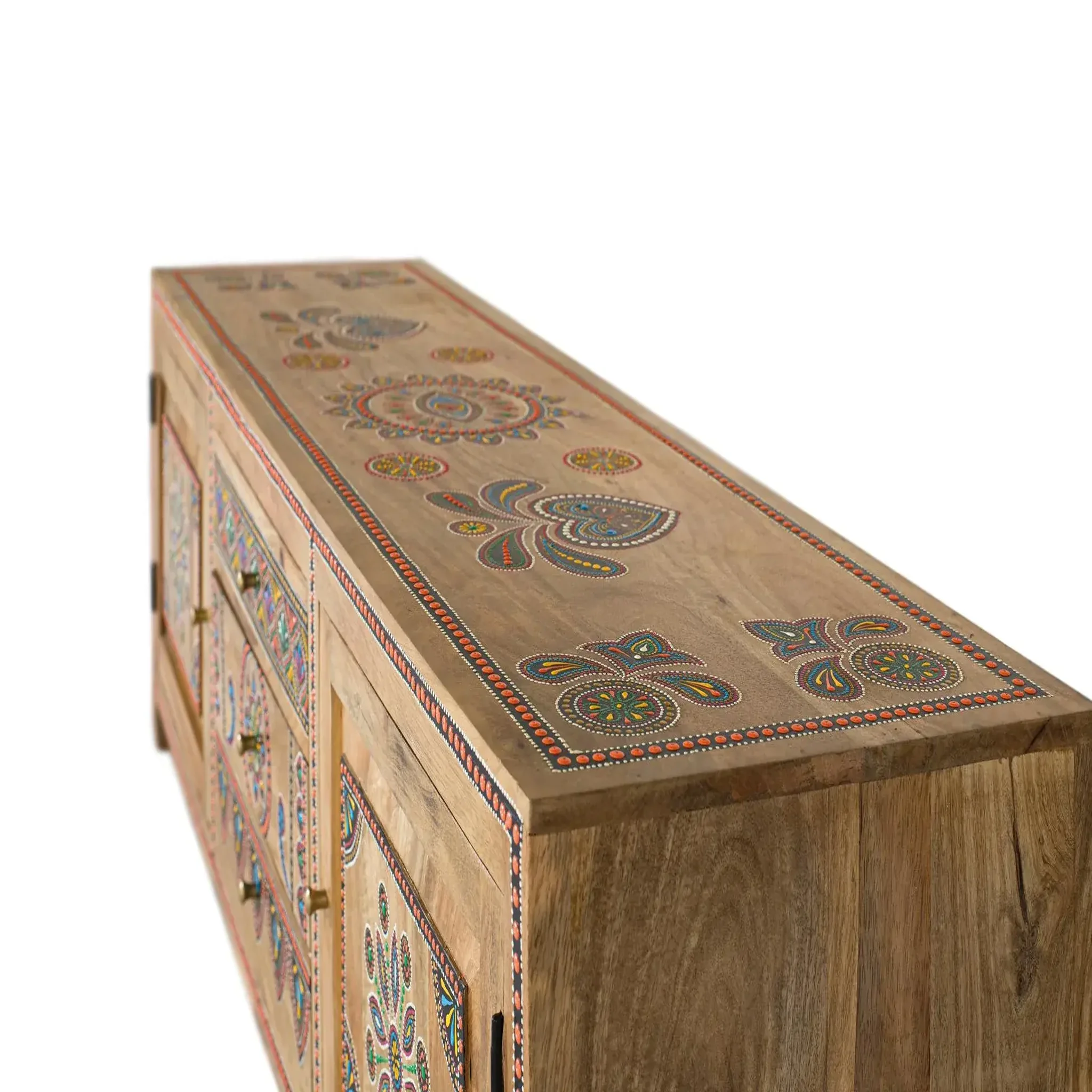 Voir la diapositive 3 : GINER Y COLOMER SL Meuble tv en bois de manguier 150 cm style boho ethnique