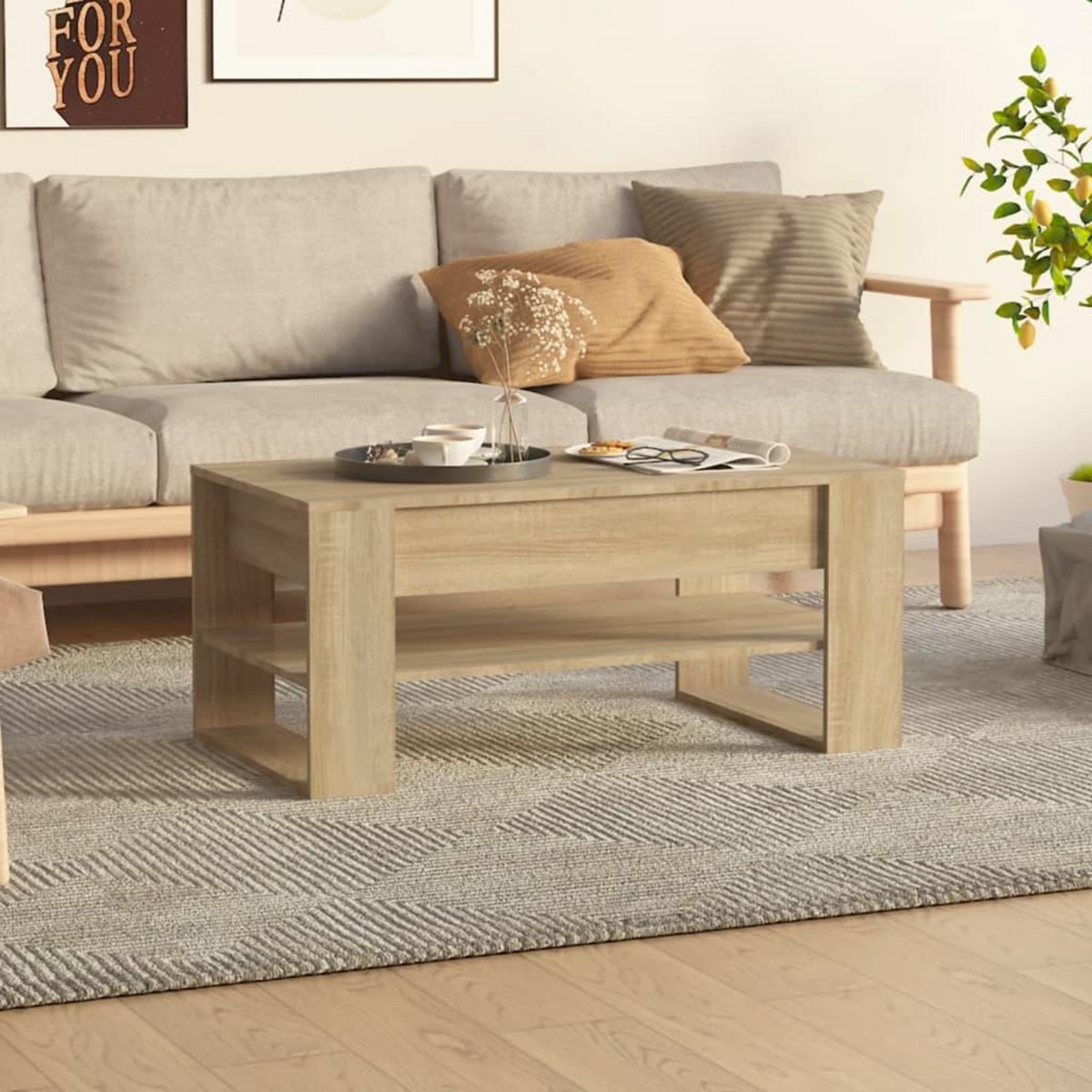 VIDAXL Table basse chene sonoma 102x55x45 cm bois d'ingenierie