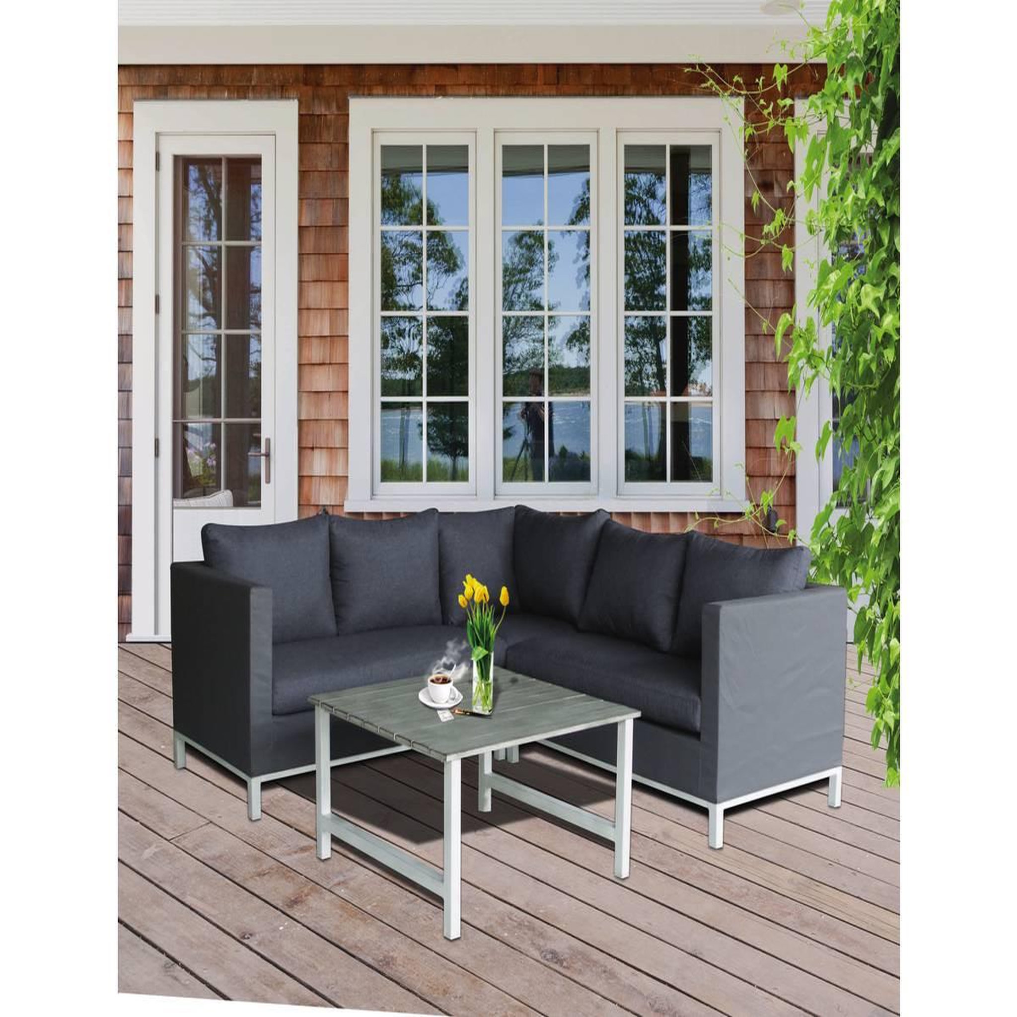 Voir la diapositive 2 : Habitat et Jardin Salon de jardin en aluminium  Turin  - Phoenix - Gris
