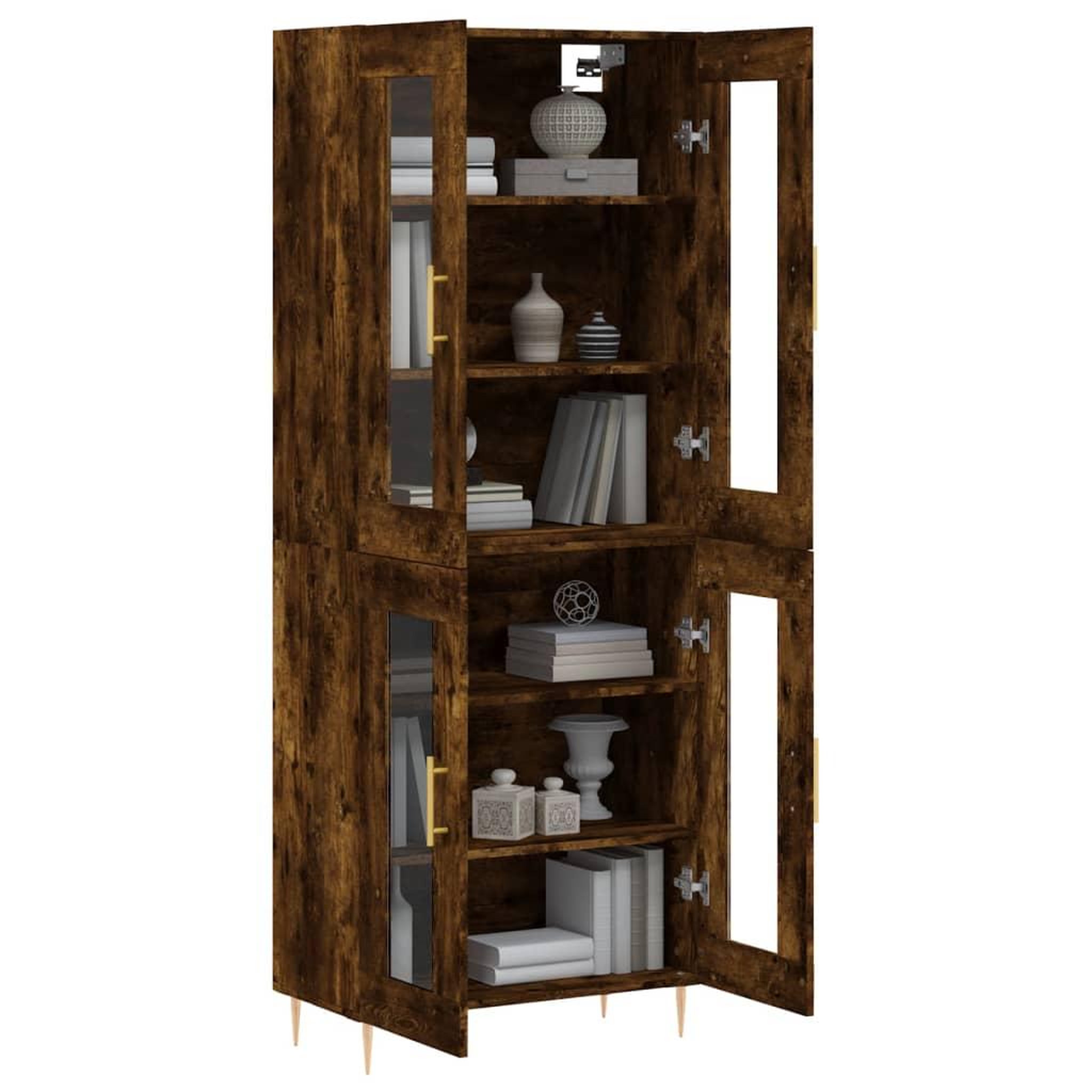 Voir la diapositive 3 : VIDAXL Buffet haut Chene fume 69,5x34x180 cm Bois d'ingenierie