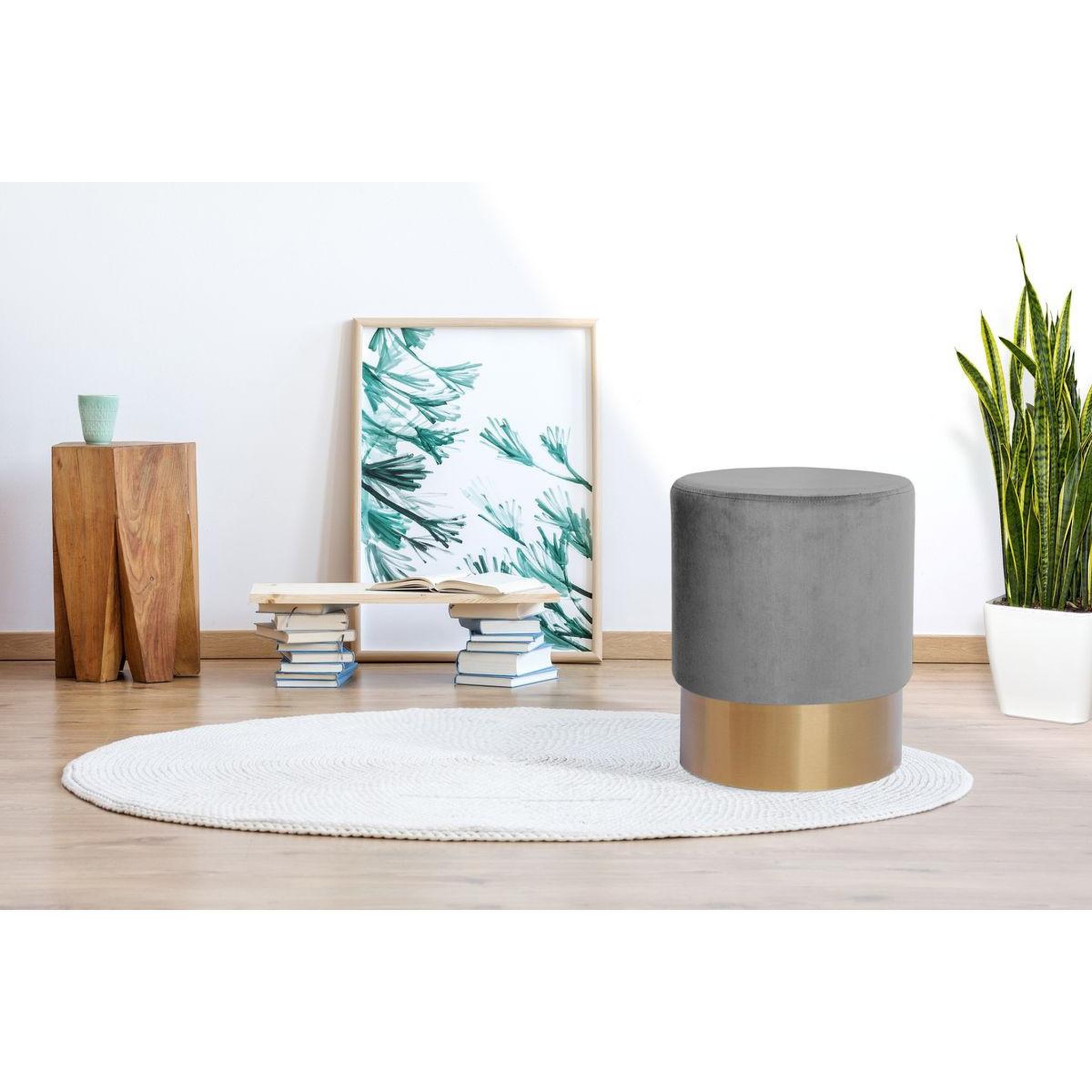 Voir la diapositive 2 : Paris Prix Pouf rond design  nano  42cm gris