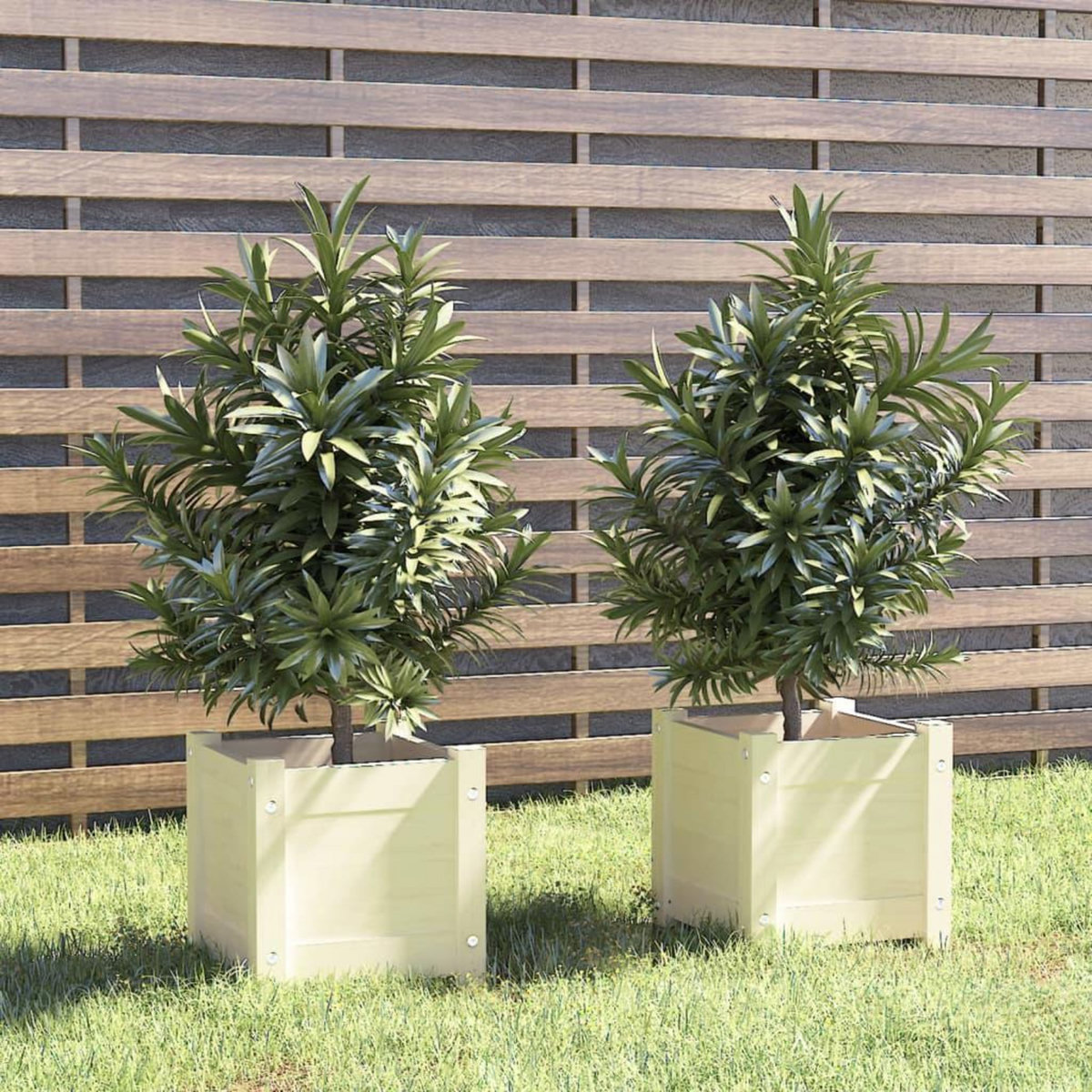 VIDAXL Jardinieres 2 pcs Blanc 31x31x31 cm Bois de pin massif
