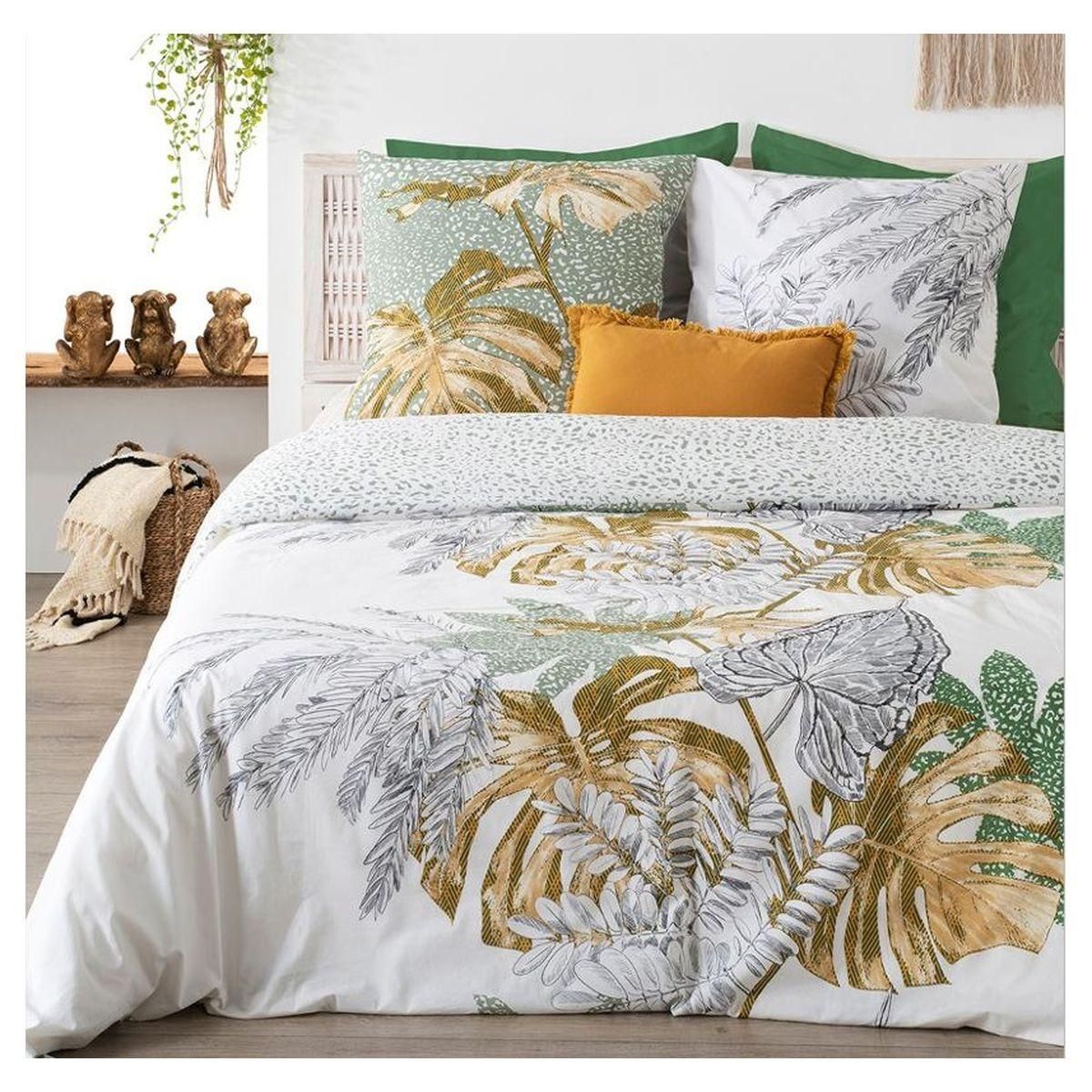 ATMOSPHERA Parure housse de couette en coton 57 fils MONSTERA