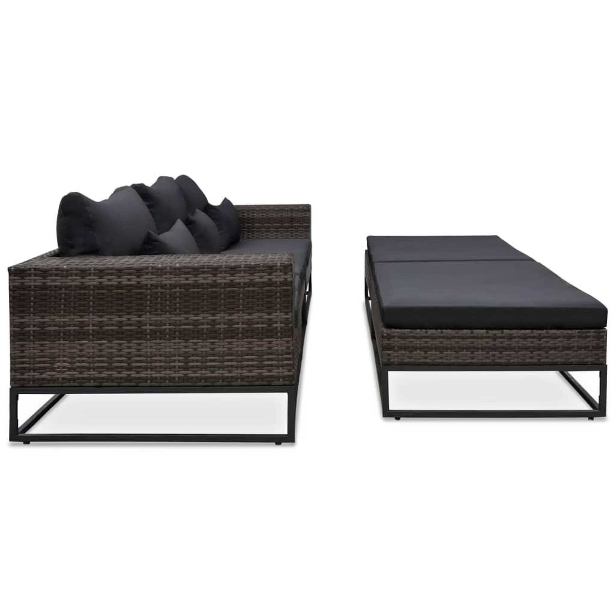 Voir la diapositive 3 : VIDAXL Salon de jardin 5 pcs avec coussins Resine tressee Gris