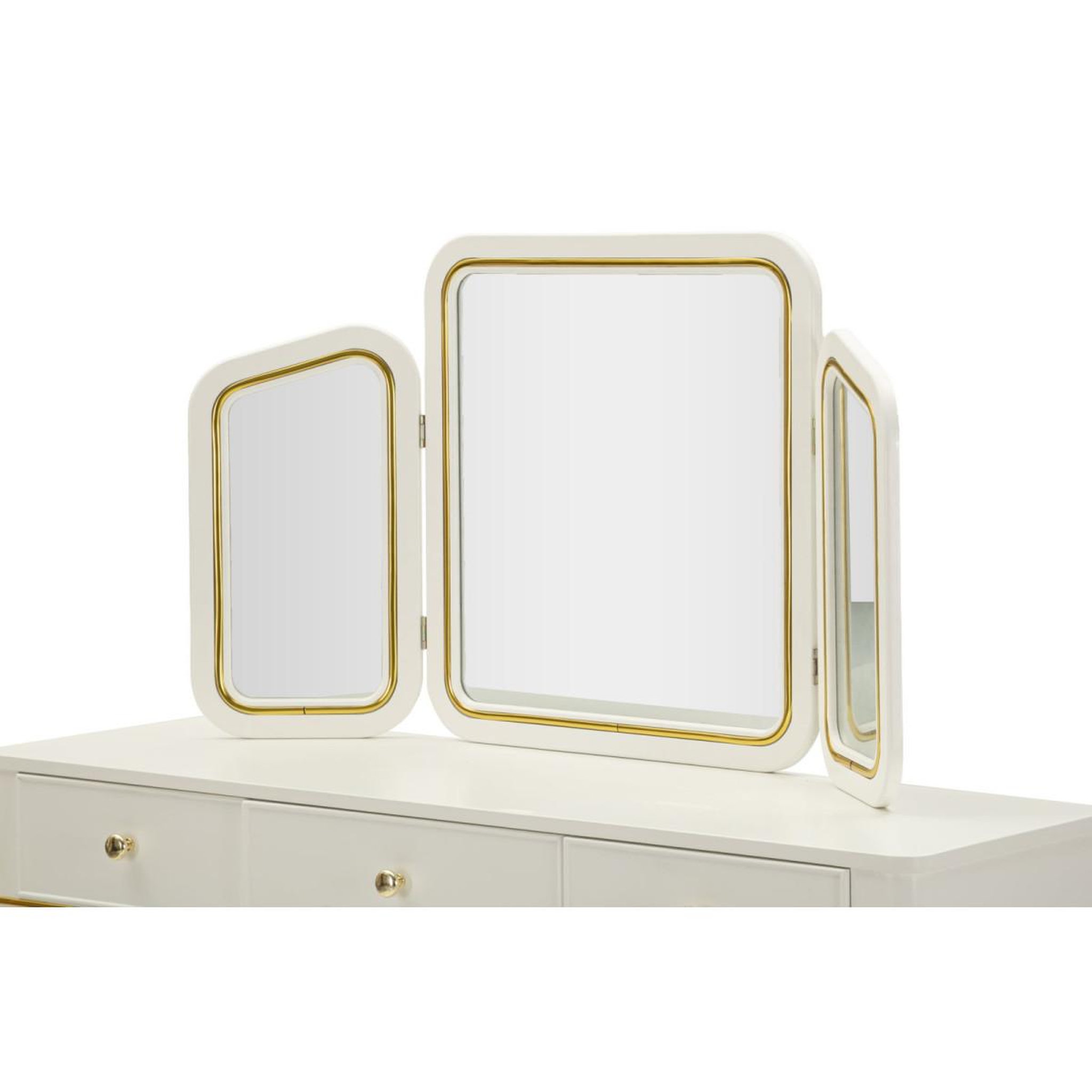 Voir la diapositive 5 : Paris Prix Coiffeuse avec miroir & tabouret  camille  120cm blanc