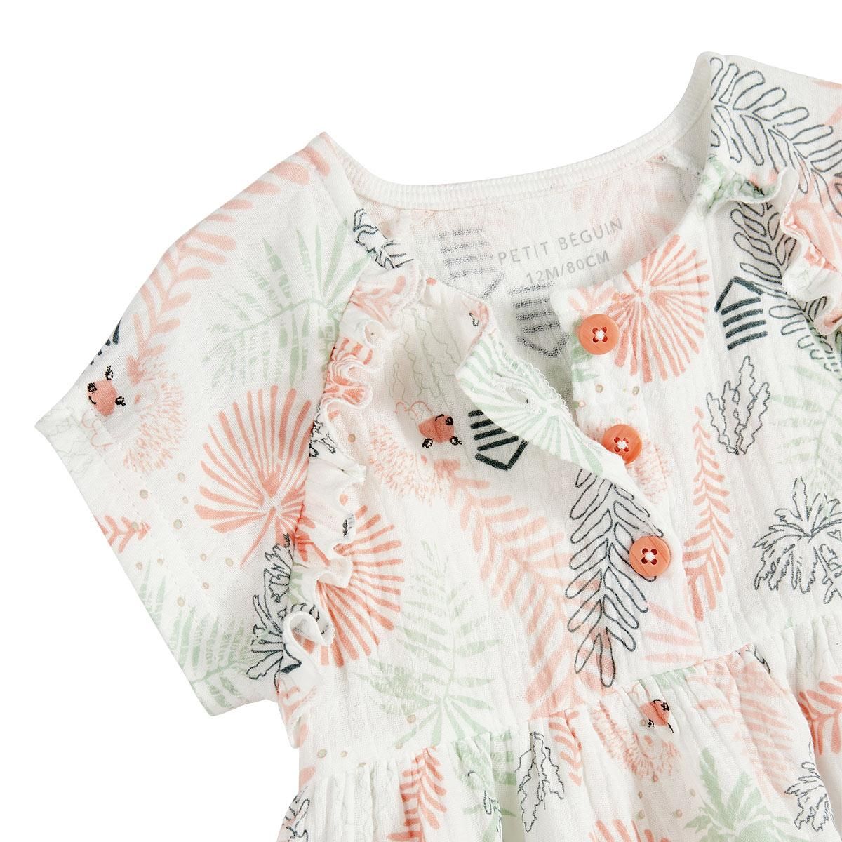 Petit Béguin Robe bébé en gaze de coton Cilaos