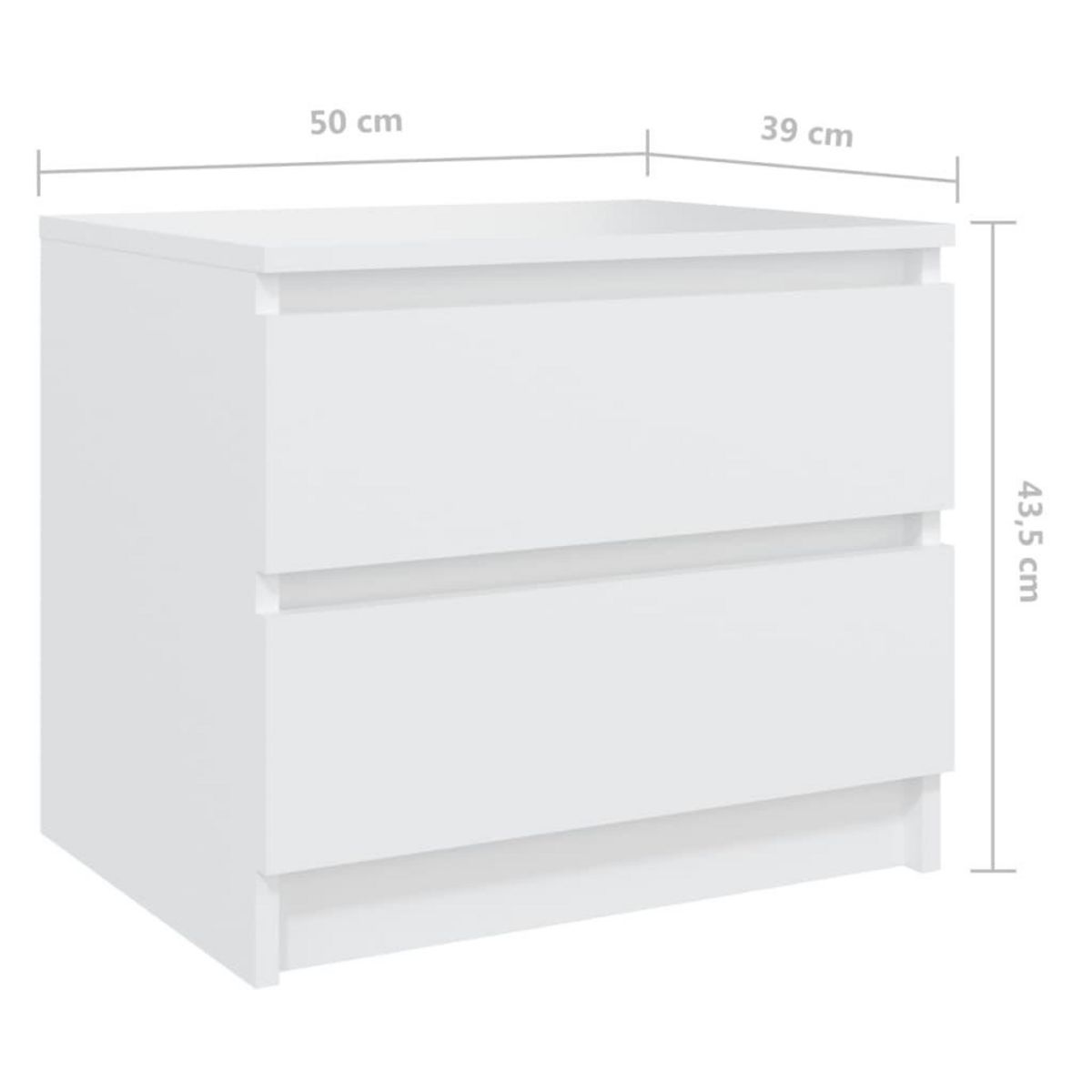 VIDAXL Tables de chevet 2 pcs Blanc 50x39x43,5 cm Agglomere