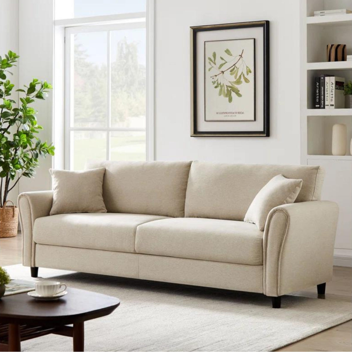 CONCEPT USINE Canapé droit en tissu 4 places beige LUCERNE