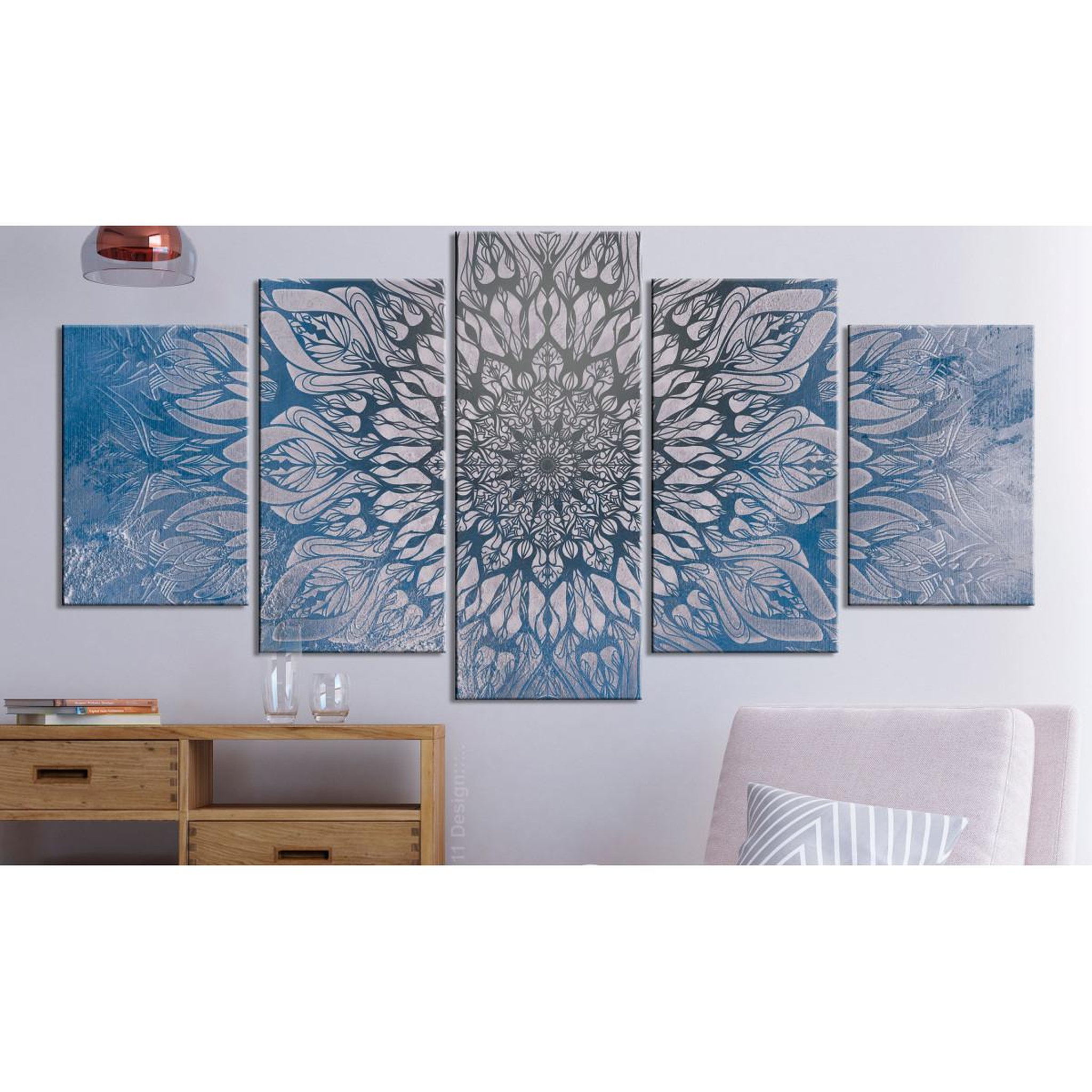 Voir la diapositive 2 : Paris Prix Tableau Imprimé 5 Panneaux  Hypnosis Blue Wide